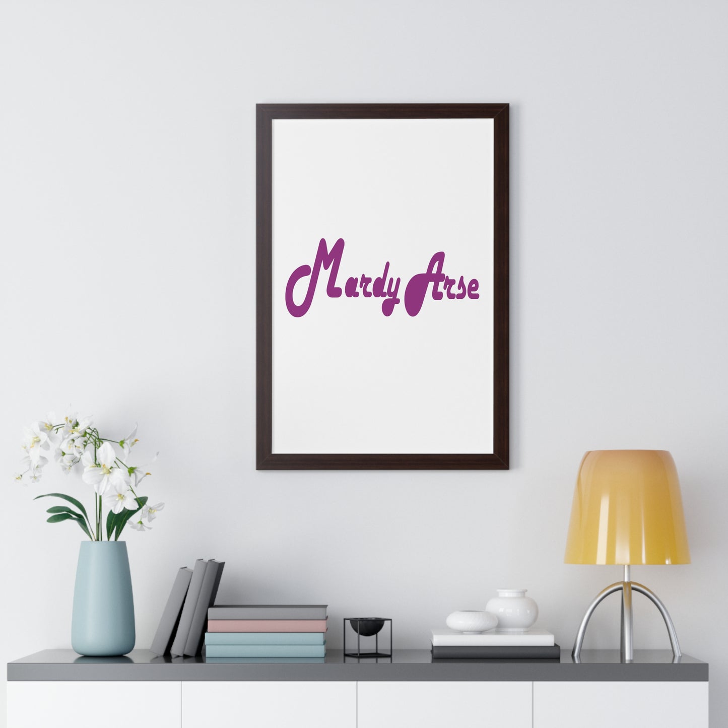 Mardy Arse, Sheffield Dialect Purple Typography Framed Vertical Poster