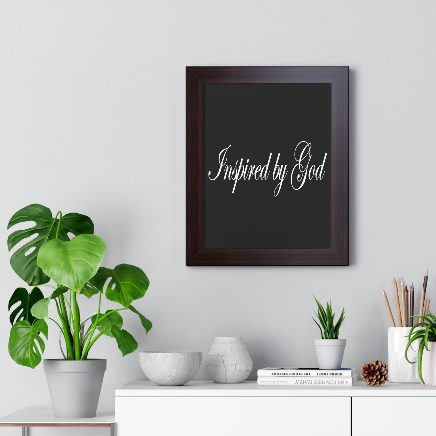 Inspired by God Typography Quote Framed Vertical Poster