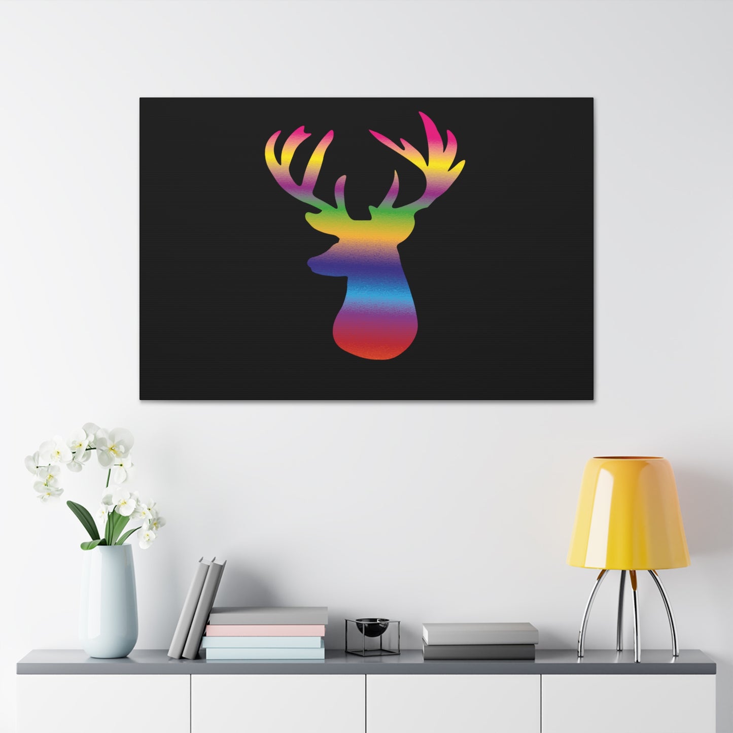 Rainbow Stag Head Canvas Gallery Wraps