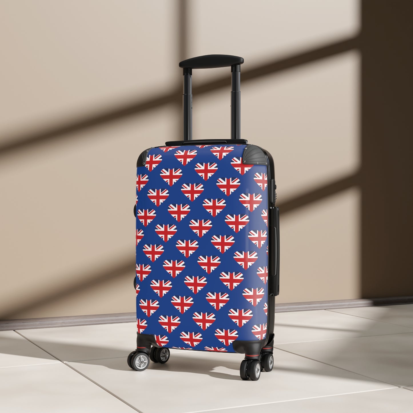 Union Jack Heart Pattern Blue Suitcase