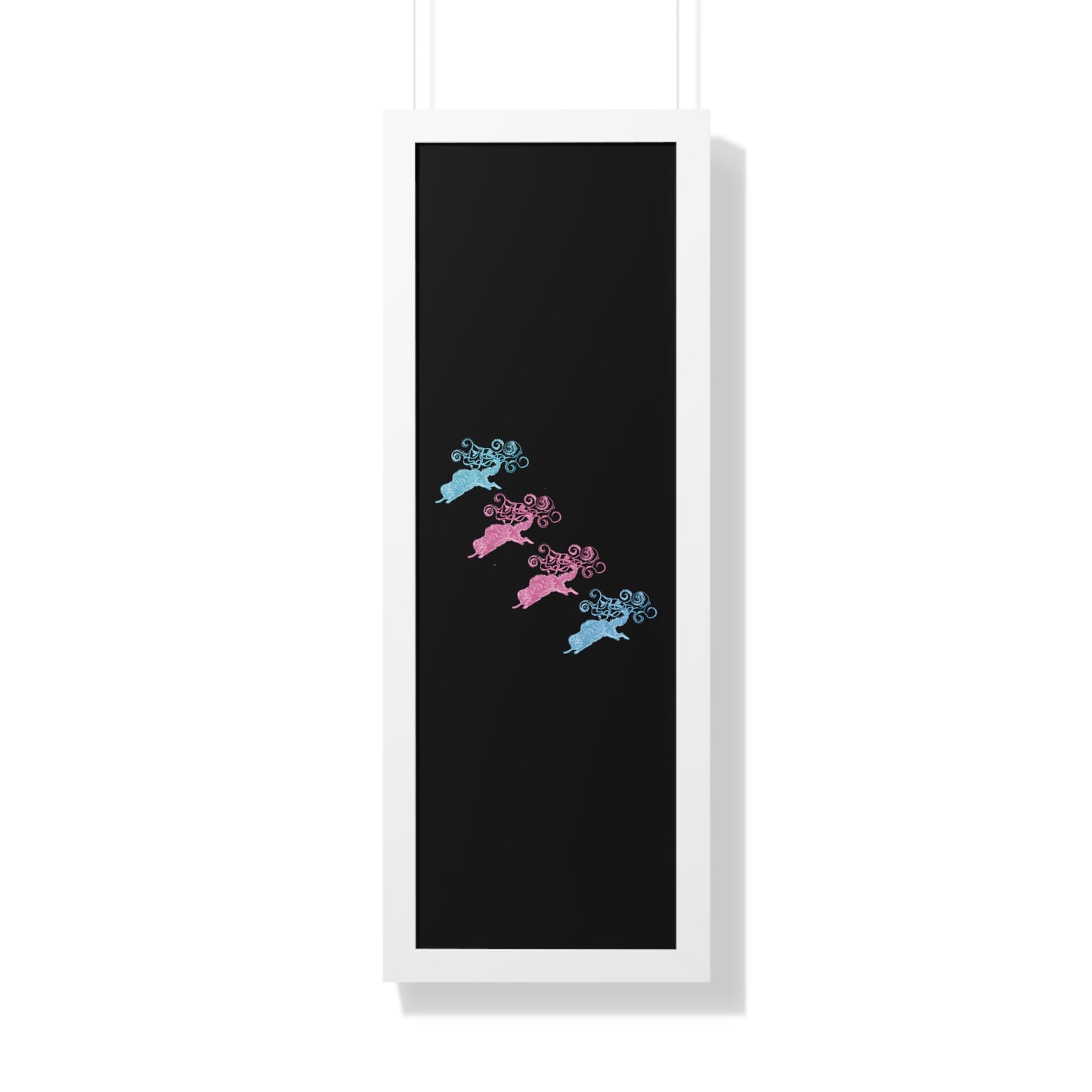 Pink & Blue Four Cat's Tail's Art Framed Vertical Poster