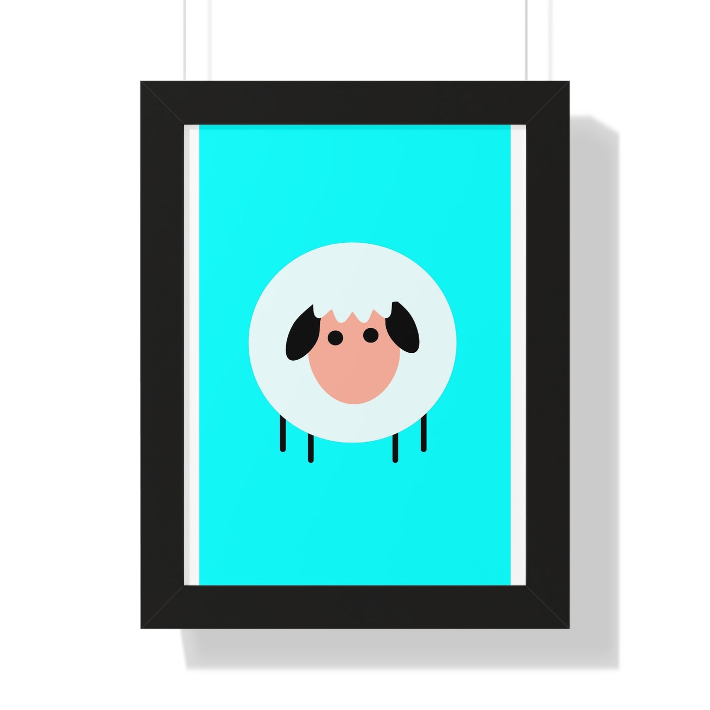 Sheep Blue Art Framed Vertical Poster