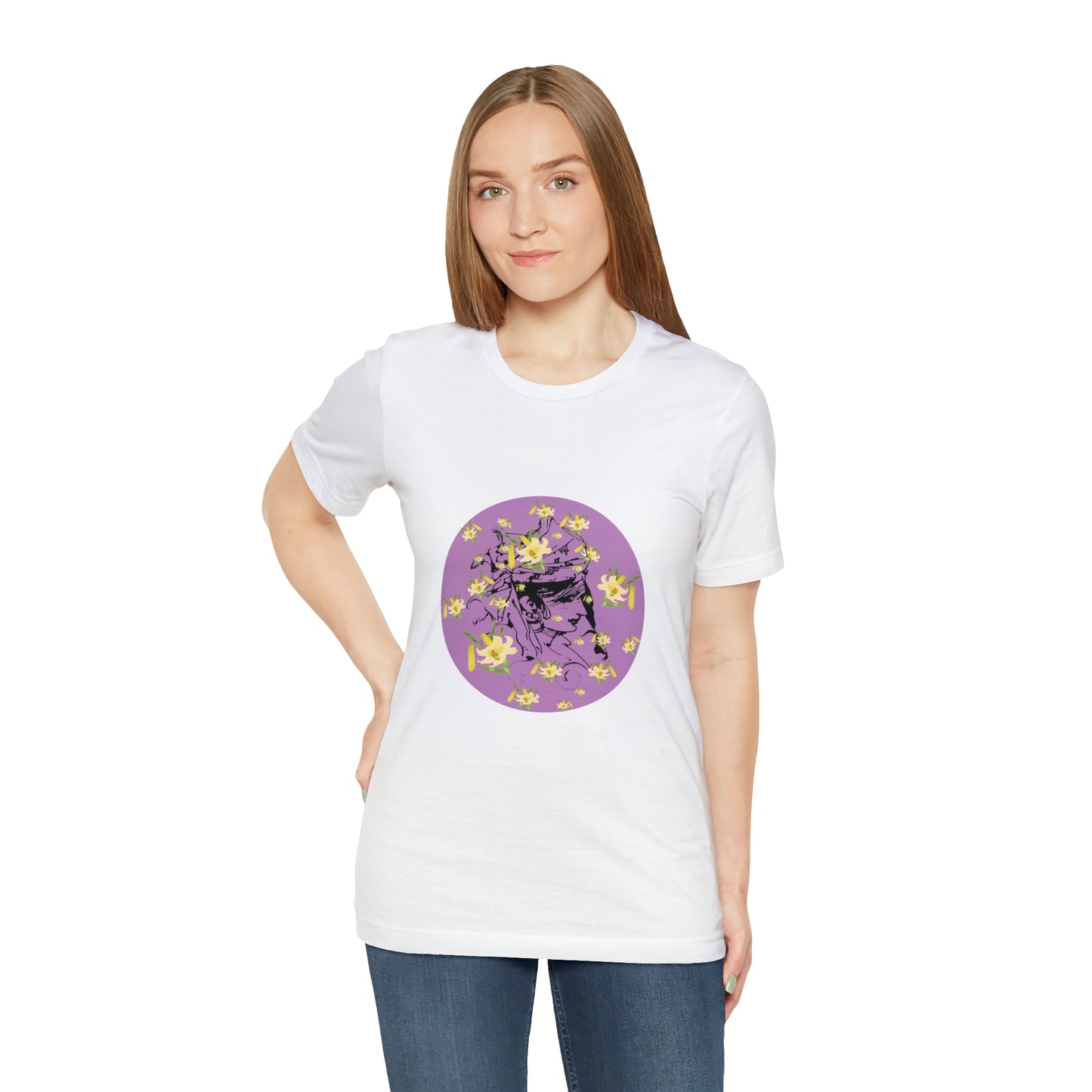 Purple Daffodil Woman Art Unisex Jersey Short Sleeve Tee