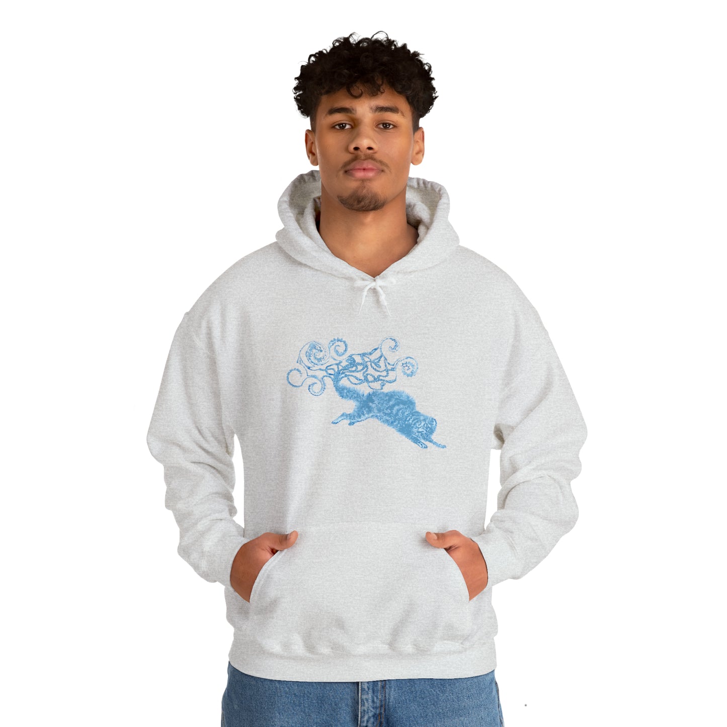 Blue Cat's Tail Art Unisex Heavy Blend™ Hooded Sweatshirt