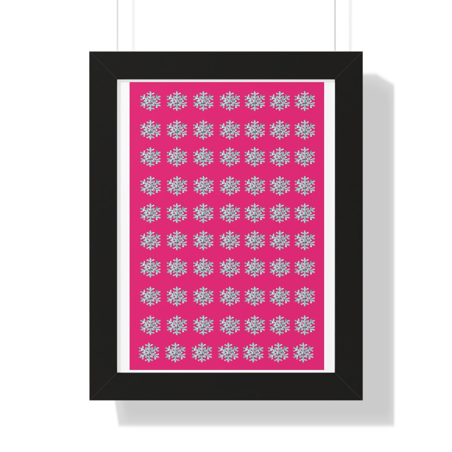 Snowflake Pattern Pink Framed Vertical Poster