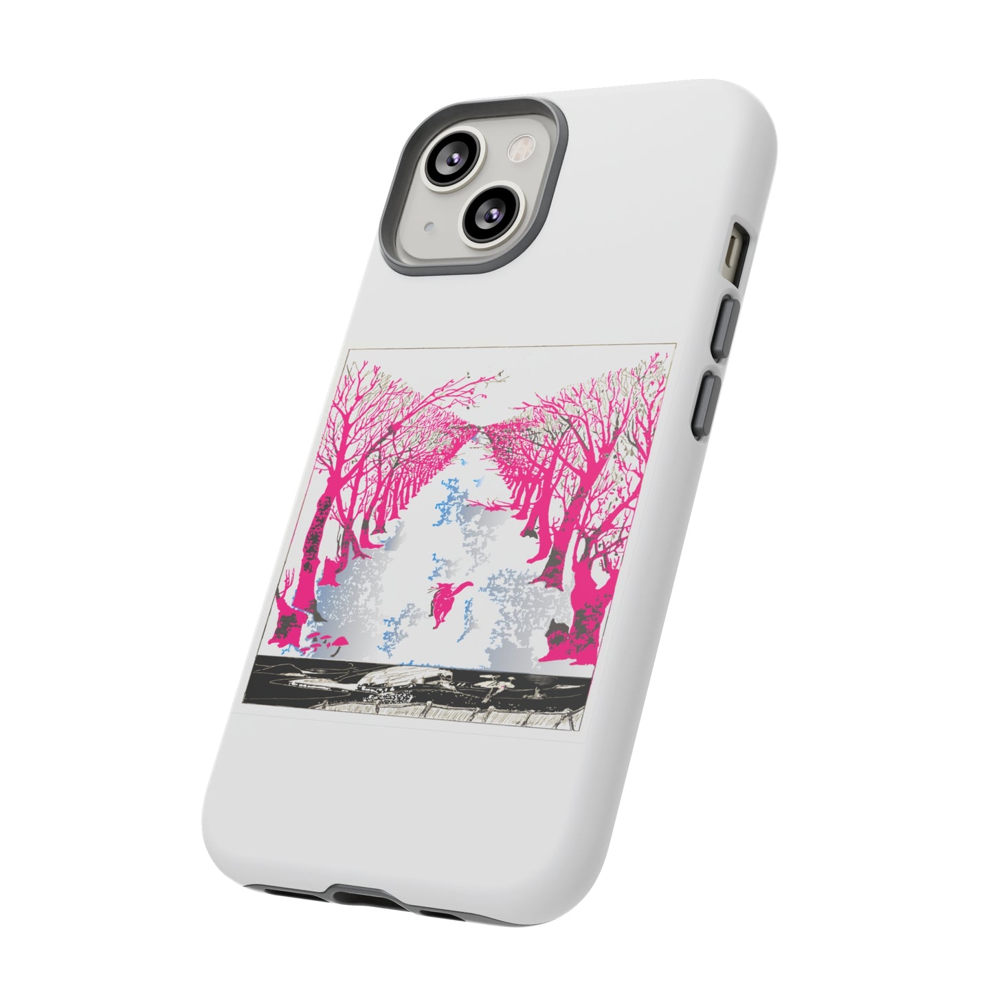 Pink Cat in the Woods Art Tough Cases