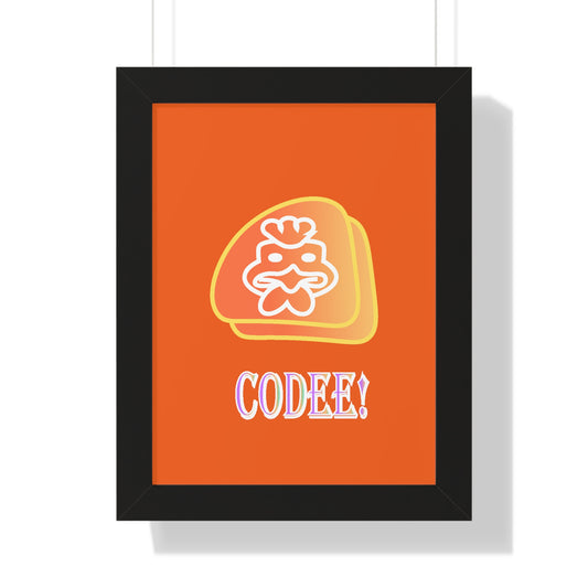 Cockerill Codee! Digital Art Orange Framed Vertical Poster