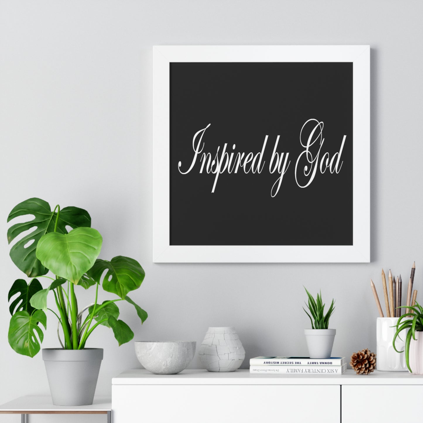 Inspired by God Typography Quote Framed Vertical Poster