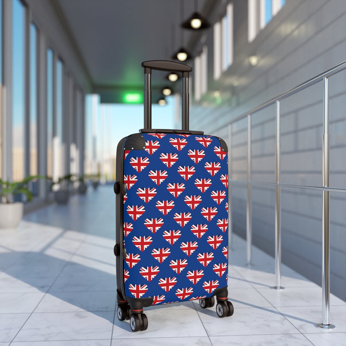 Union Jack Heart Pattern Blue Suitcase