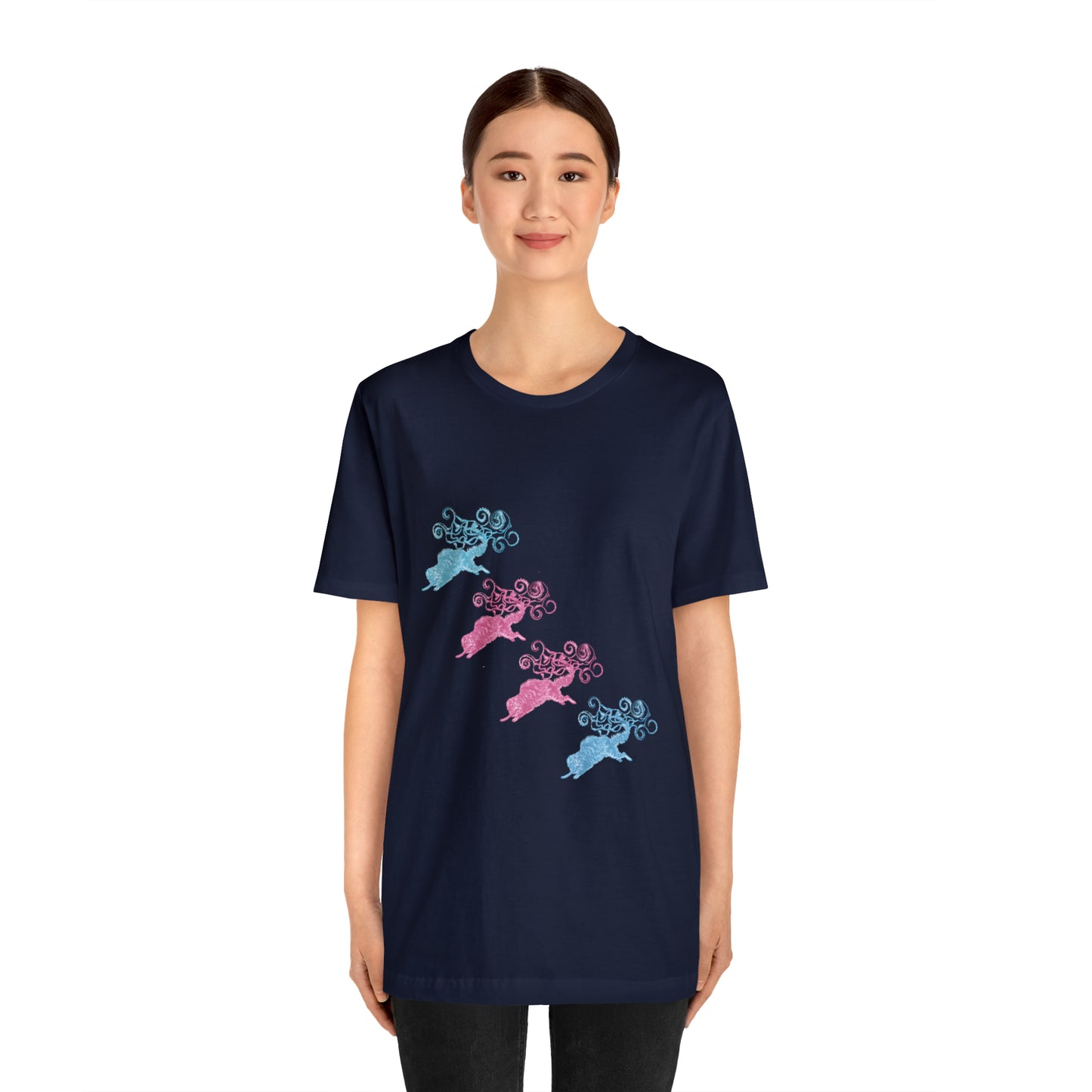 Pink & Blue Cat's Tail's Art Unisex Jersey Short Sleeve Tee