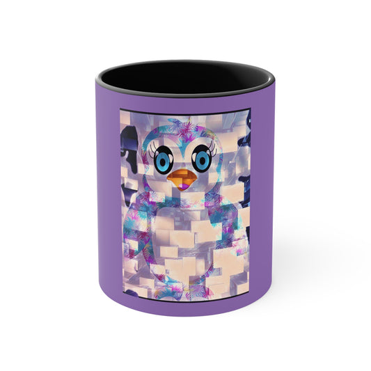 The Penguinies Block Art Purple Accent Coffee Mug, 11oz