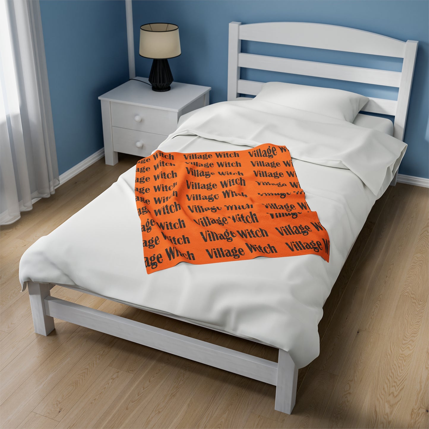 Village Witch Orange Velveteen Plush Blanket