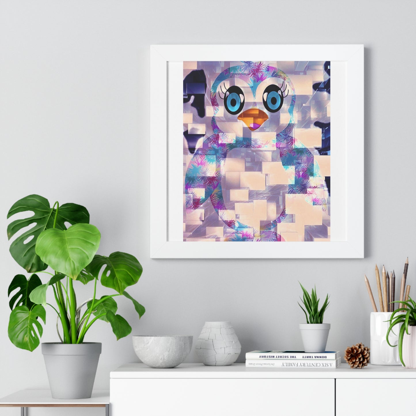 Penguinies Block Art Framed Vertical Poster