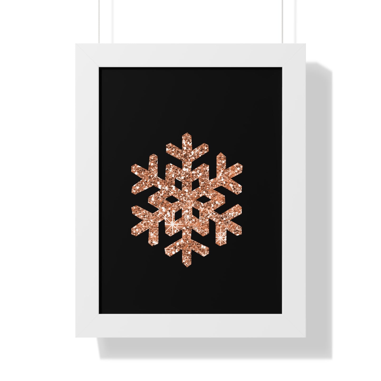 Rose Gold Snowflake Art Framed Vertical Poster