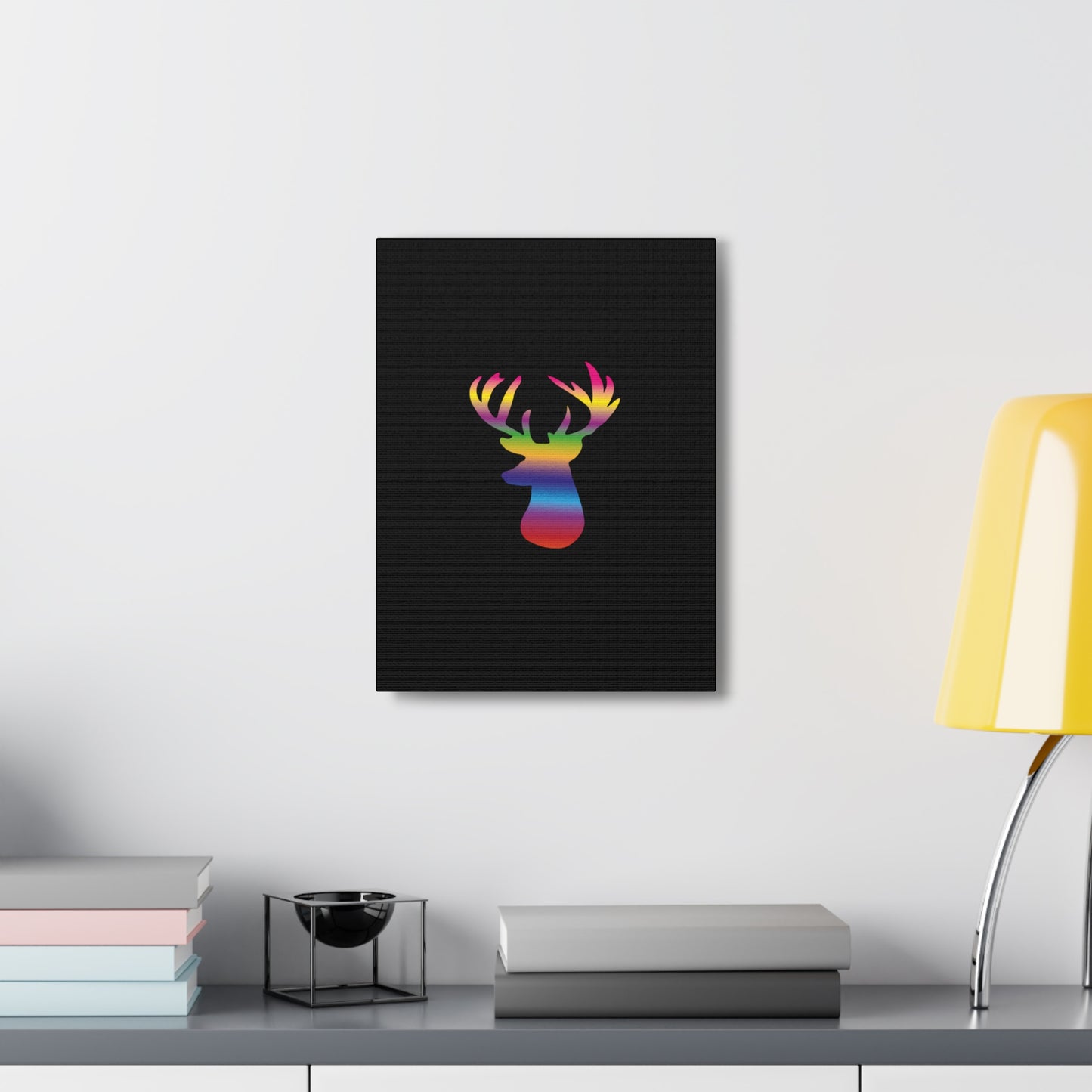 Rainbow Stag Head Canvas Gallery Wraps