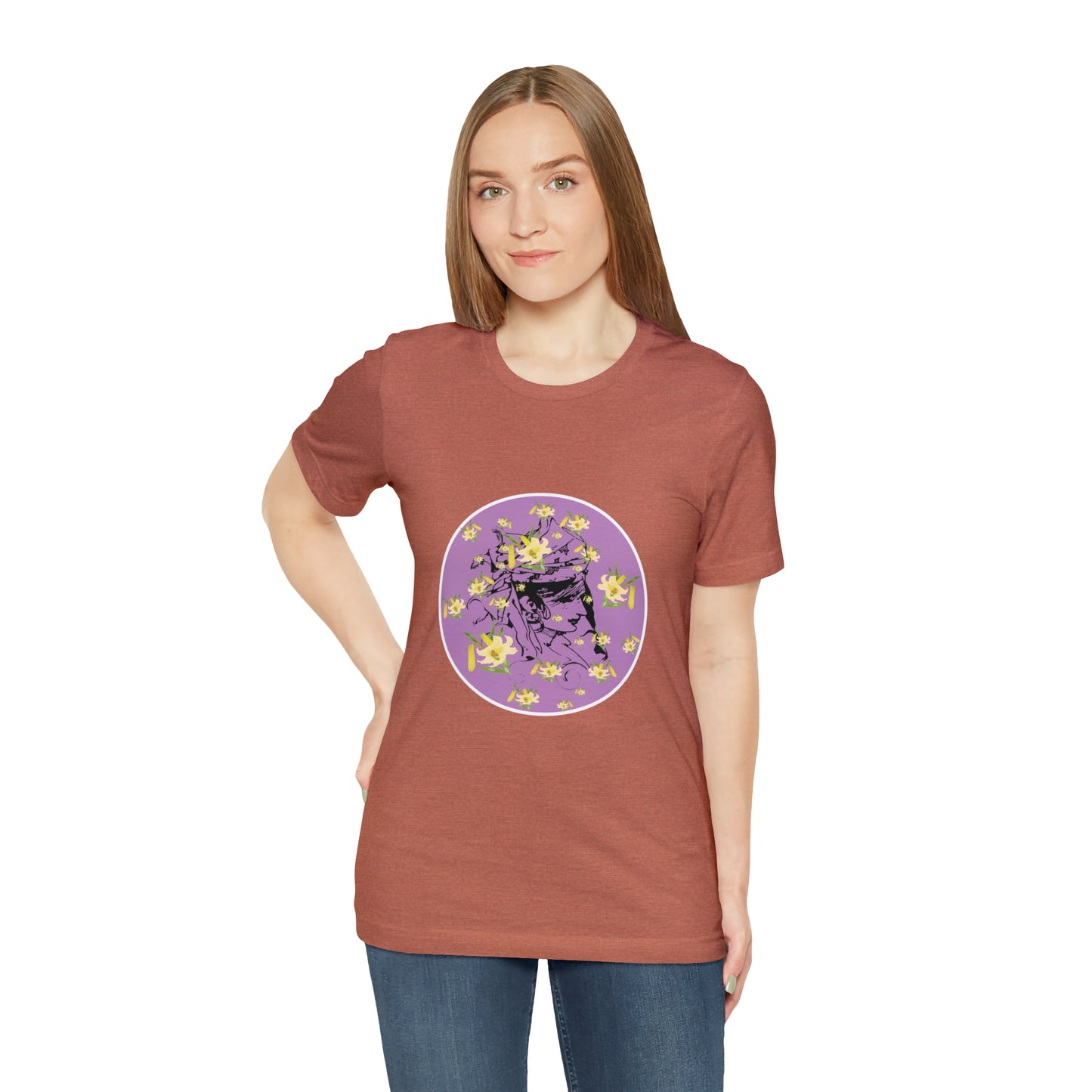 Purple Daffodil Woman Art Unisex Jersey Short Sleeve Tee