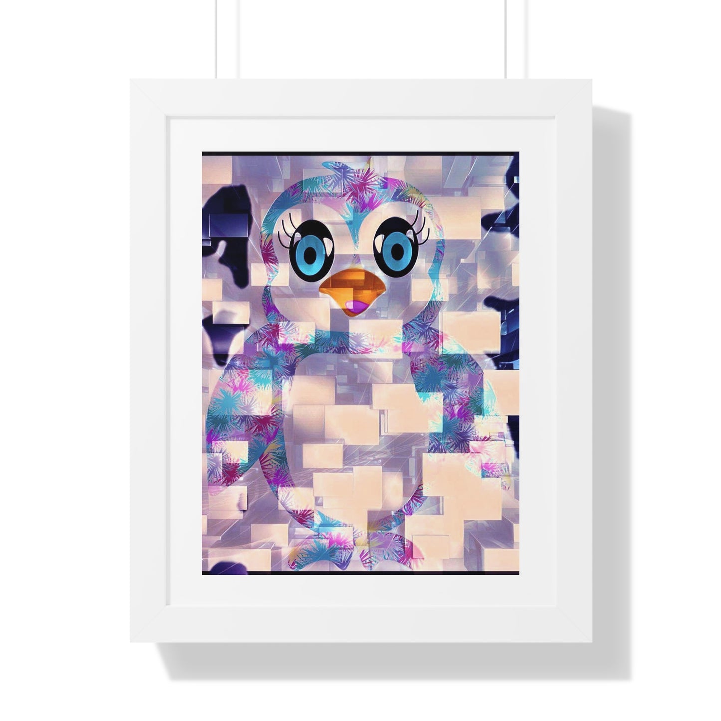 Penguinies Block Art Framed Vertical Poster