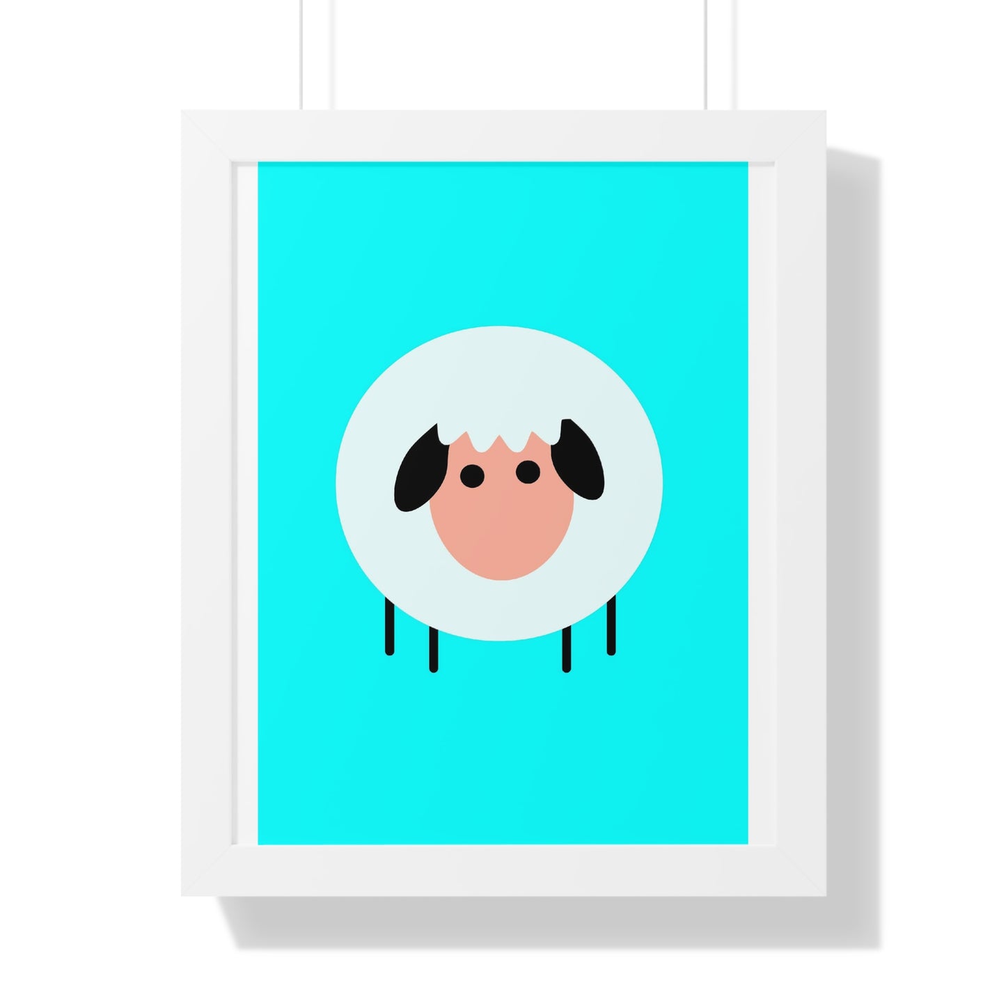 Sheep Blue Art Framed Vertical Poster