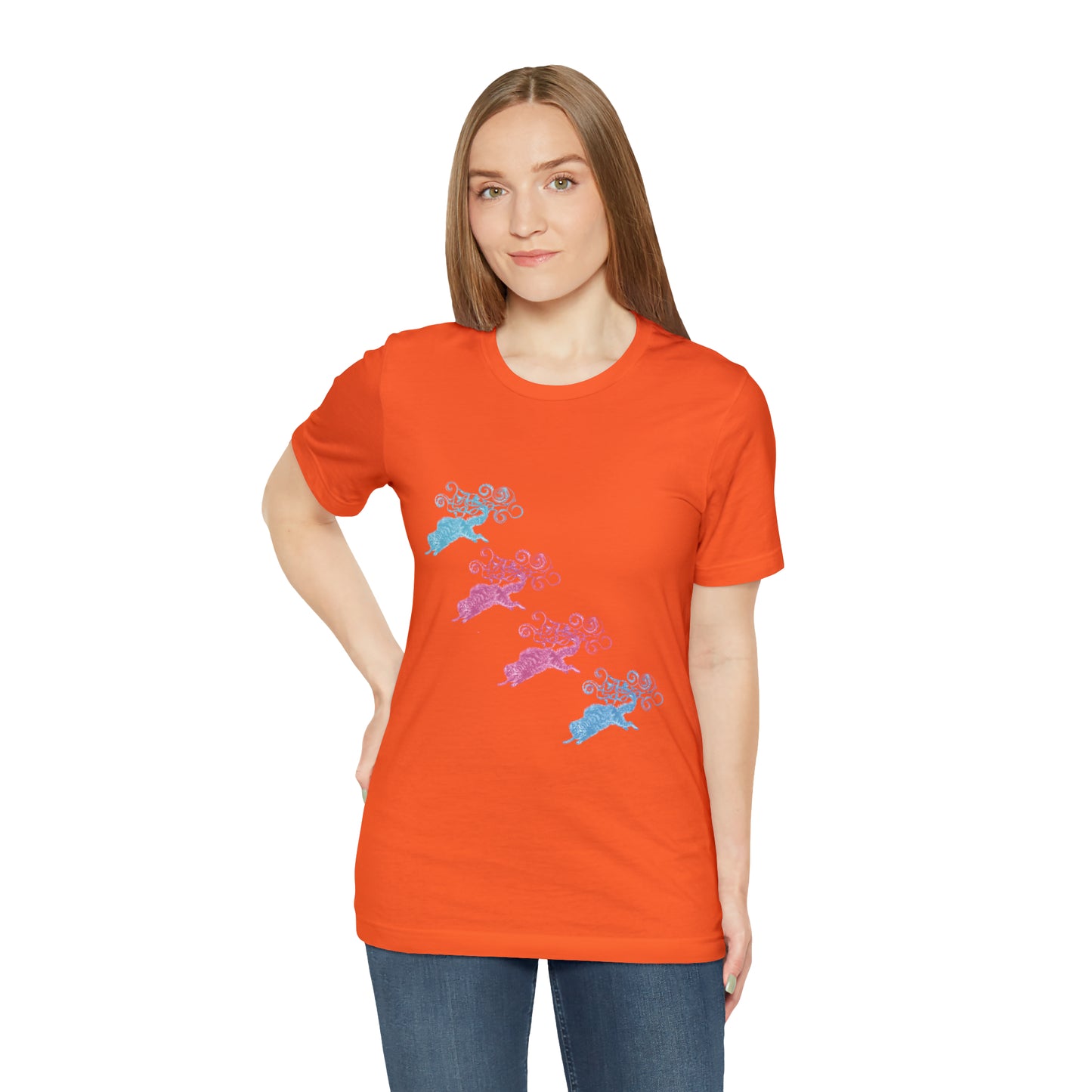 Pink & Blue Cat's Tail's Art Unisex Jersey Short Sleeve Tee