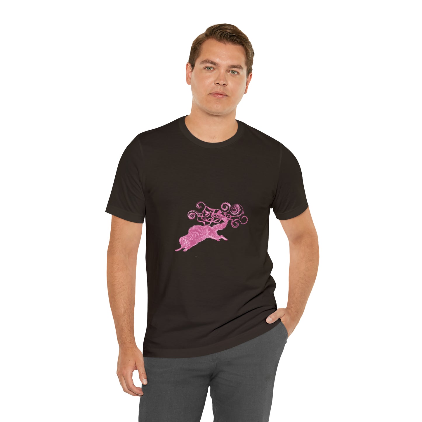 Pink Cat's Tail Art Unisex Jersey Short Sleeve Tee