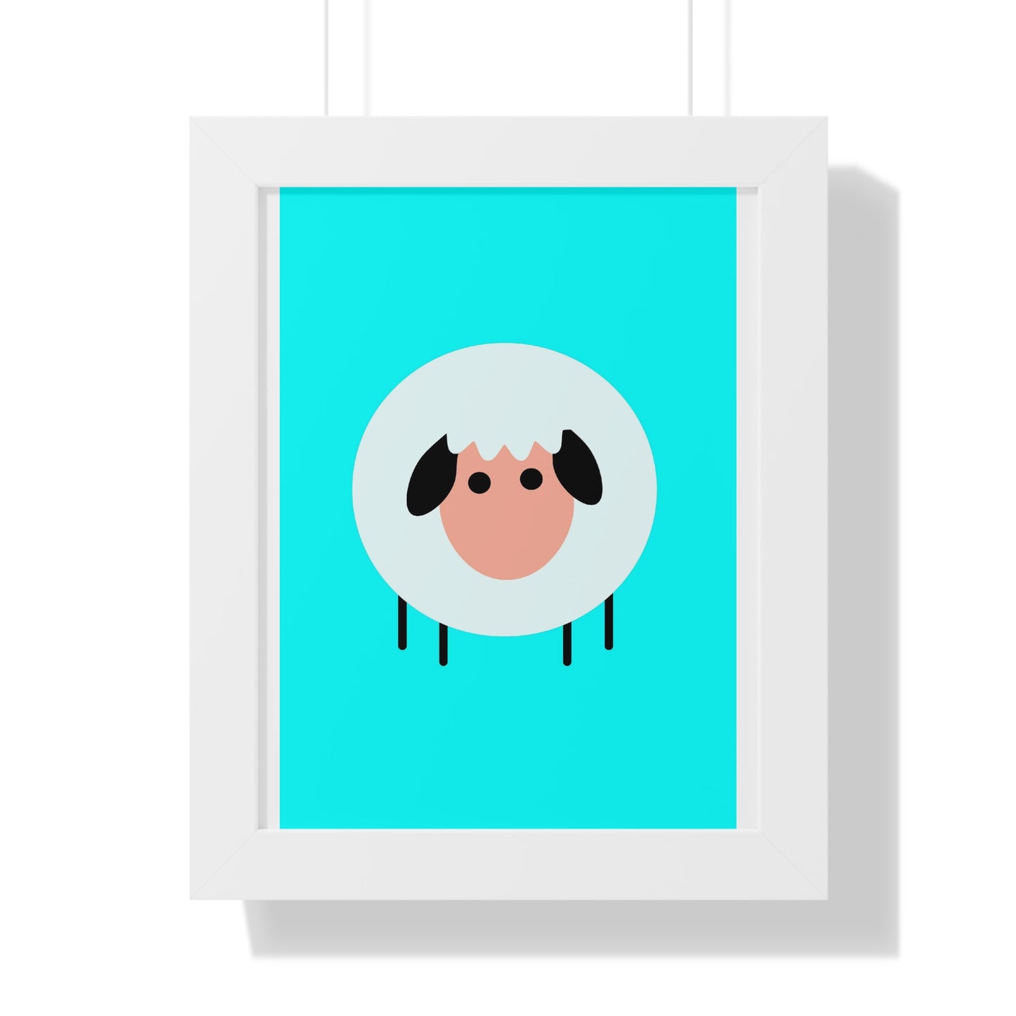 Sheep Blue Art Framed Vertical Poster