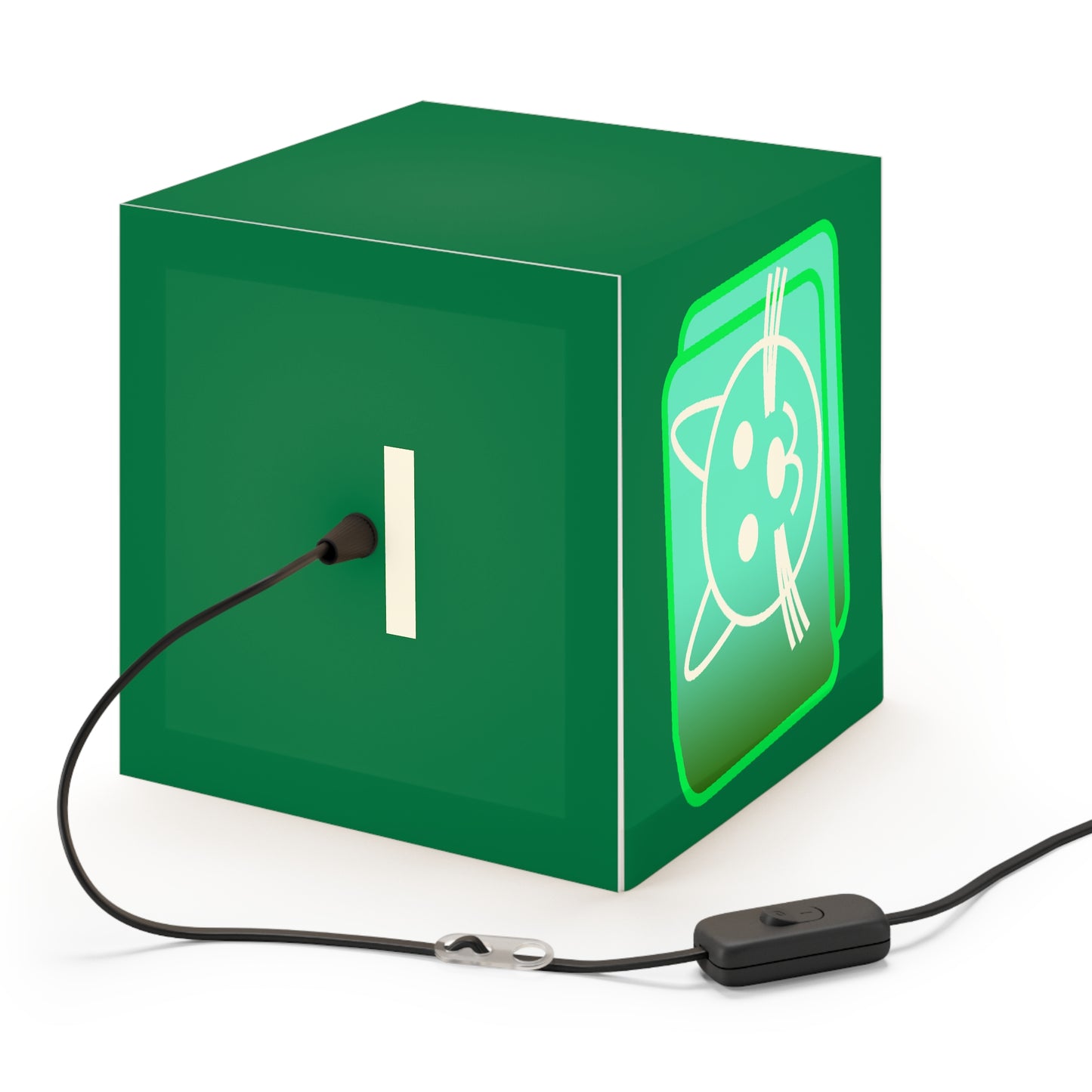 Cat Green Digital Art Button Light Cube Lamp