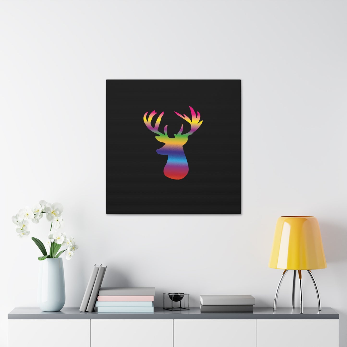 Rainbow Stag Head Canvas Gallery Wraps