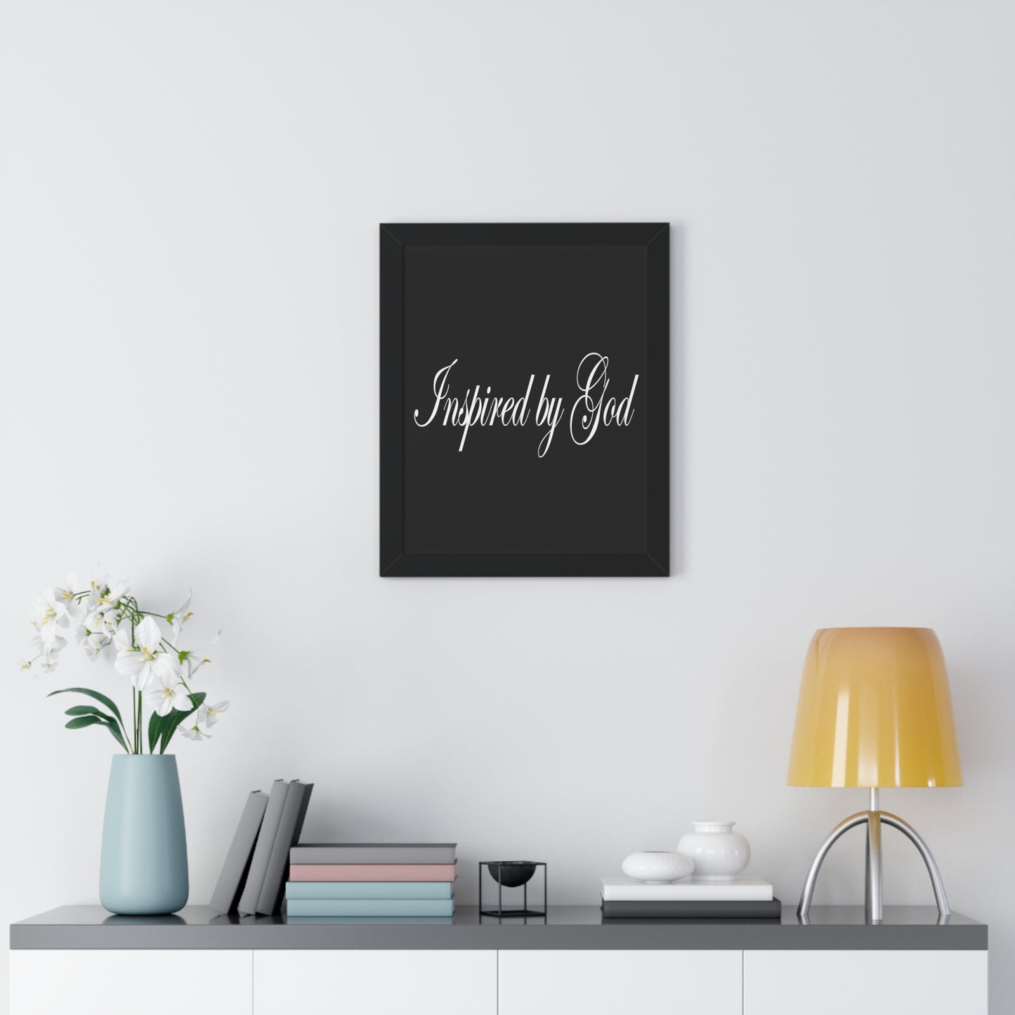 Inspired by God Typography Quote Framed Vertical Poster