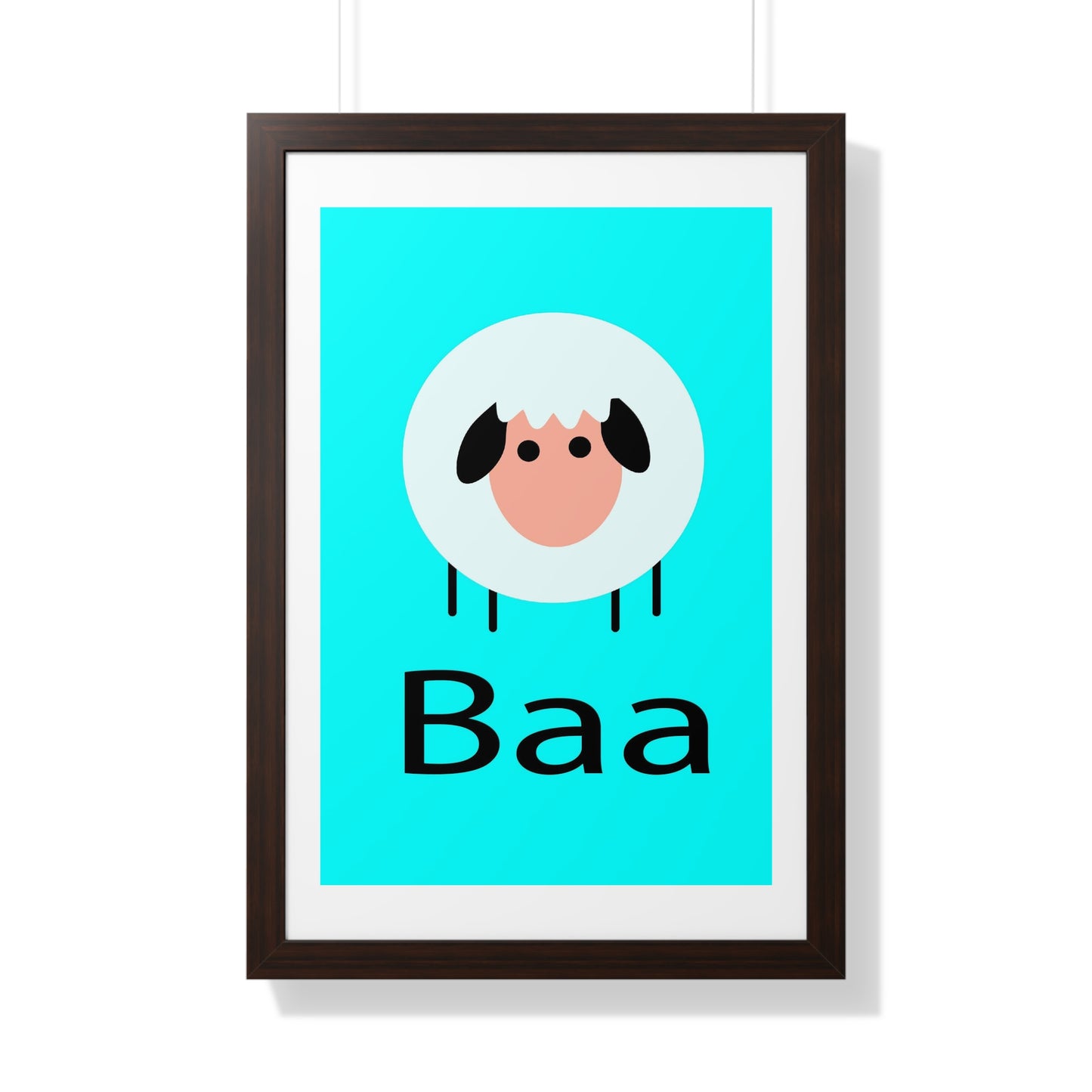 Sheep Baa Blue Art Framed Vertical Poster