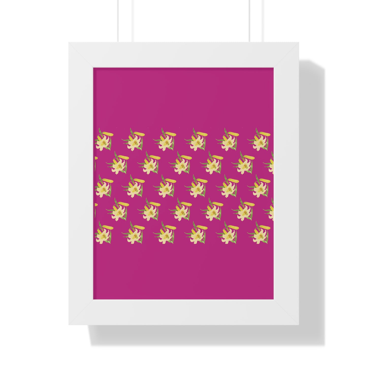 Daffodil Pattern Art Pink Framed Vertical Poster