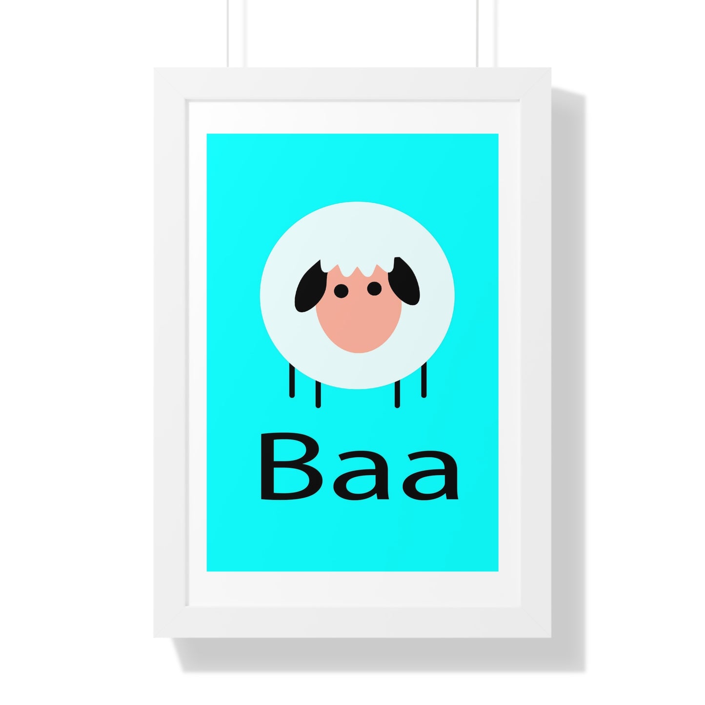 Sheep Baa Blue Art Framed Vertical Poster