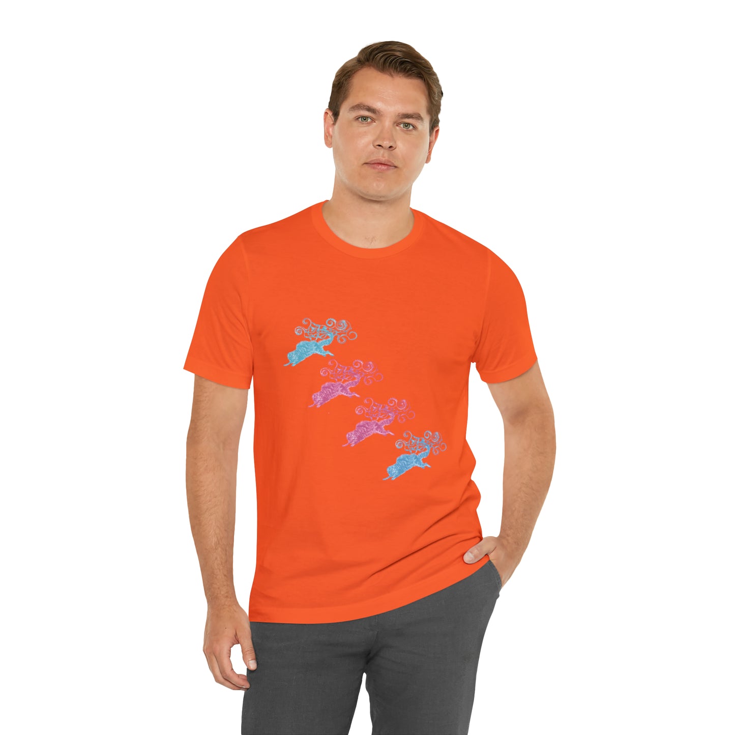 Pink & Blue Cat's Tail's Art Unisex Jersey Short Sleeve Tee