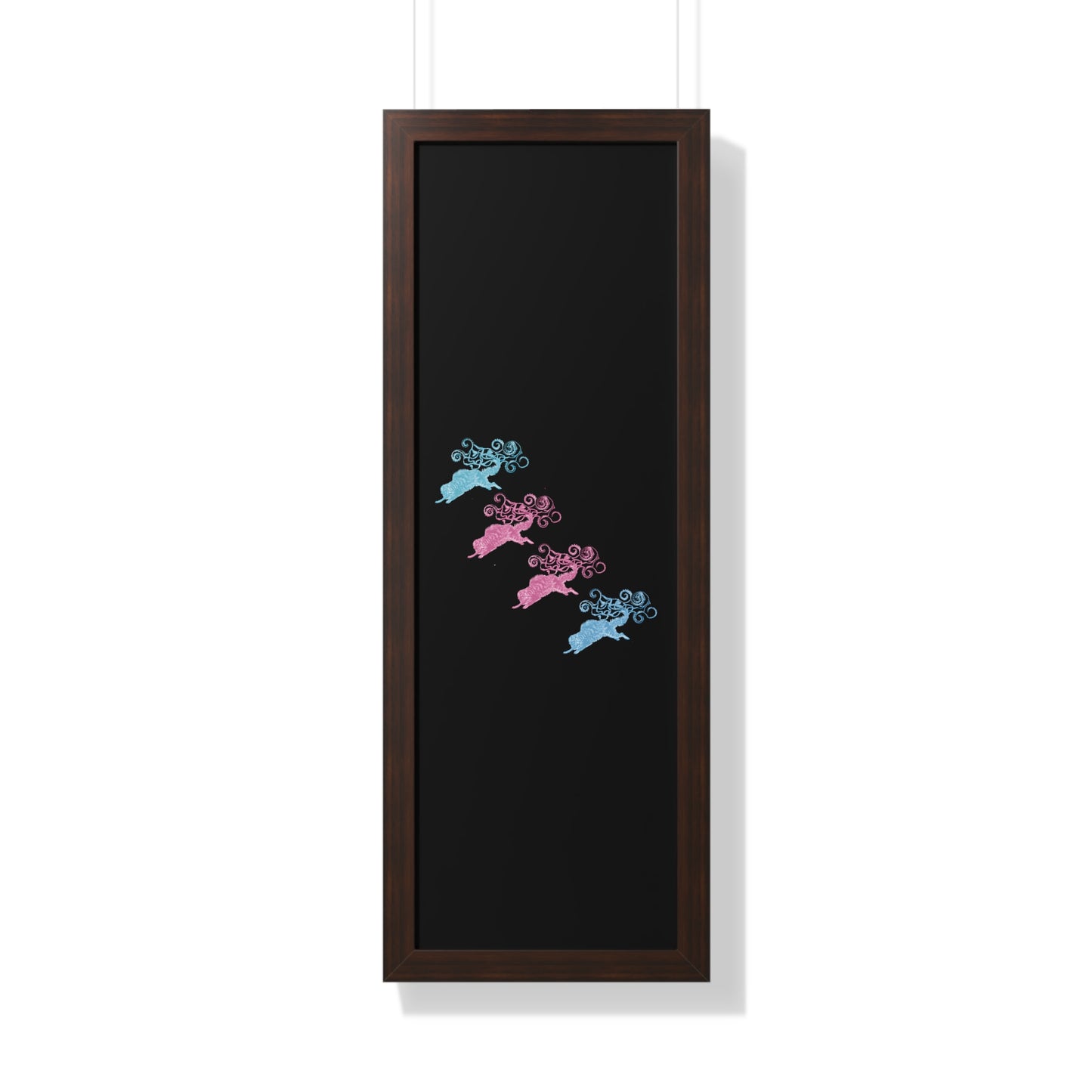 Pink & Blue Four Cat's Tail's Art Framed Vertical Poster