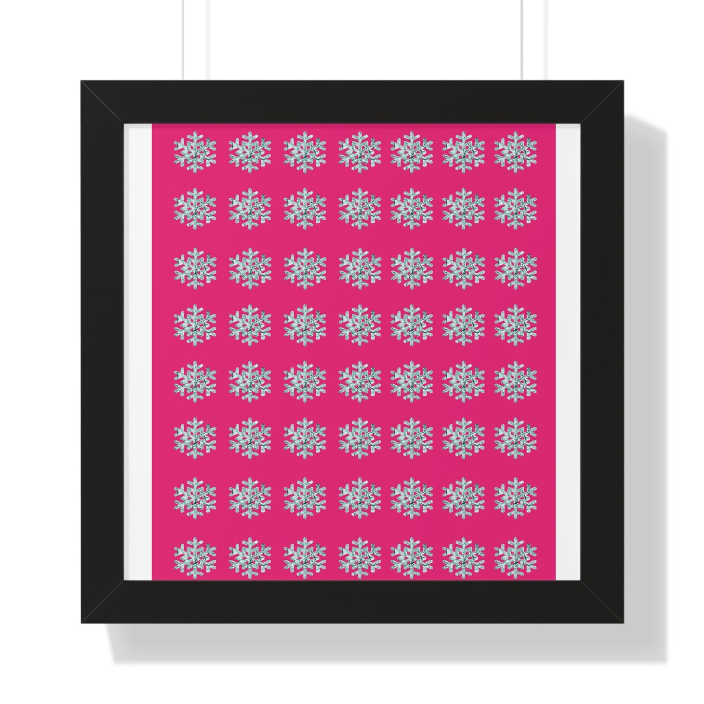 Snowflake Pattern Pink Framed Vertical Poster