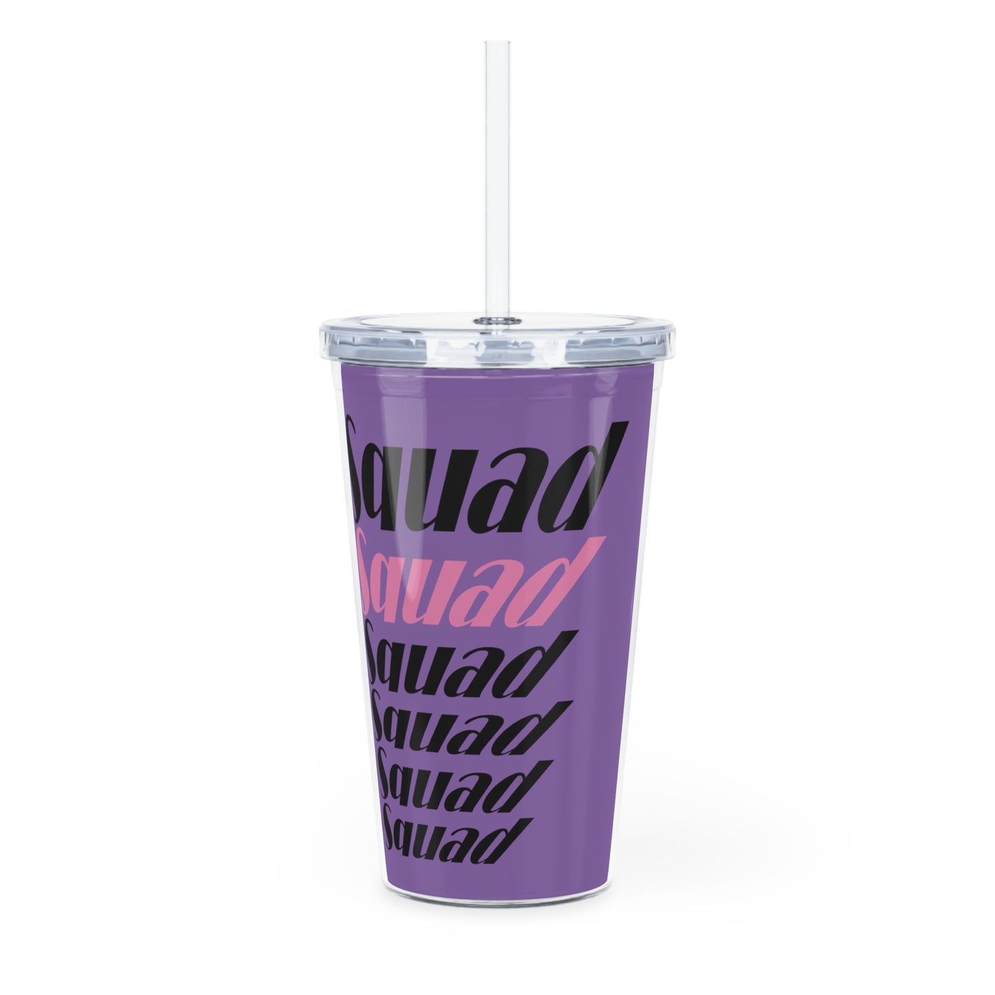 Hustle Squad Purple Plastic Tumbler with Straw