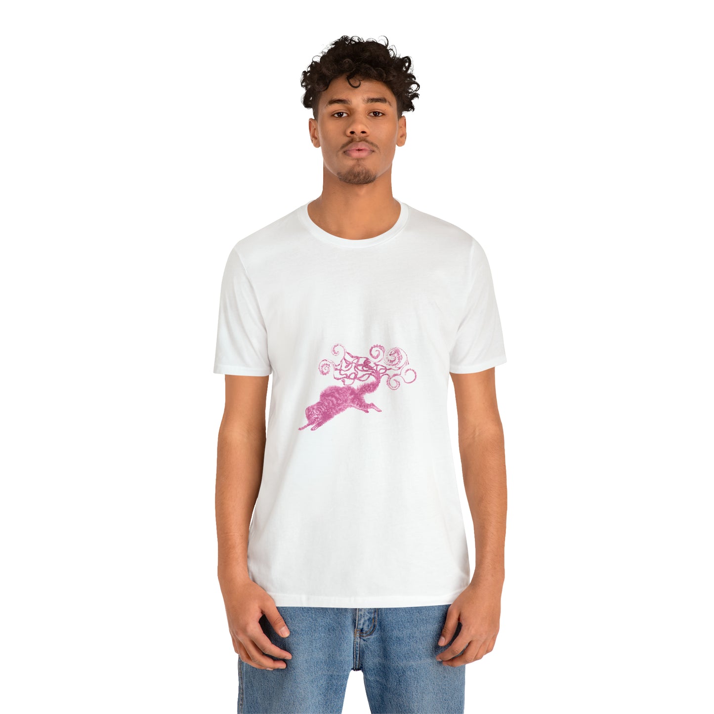 Pink Cat's Tail Art Unisex Jersey Short Sleeve Tee