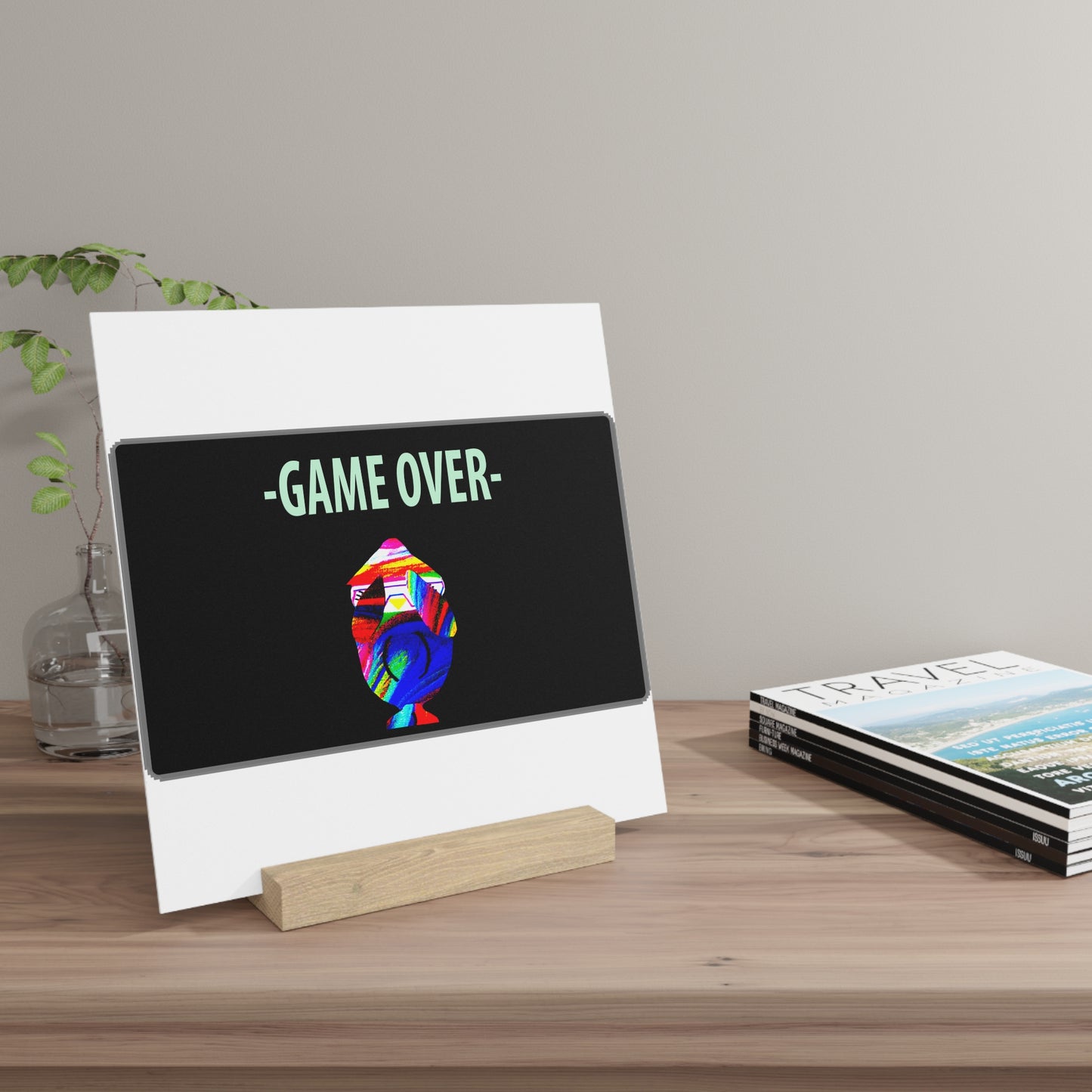 The Penguinies Retro Game Over Art Scene Gallery Board with Stand