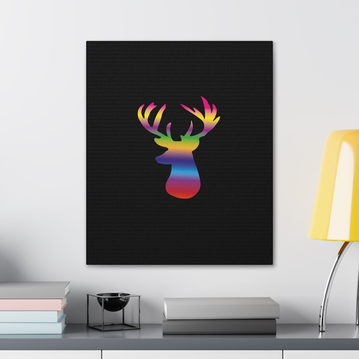 Rainbow Stag Head Canvas Gallery Wraps