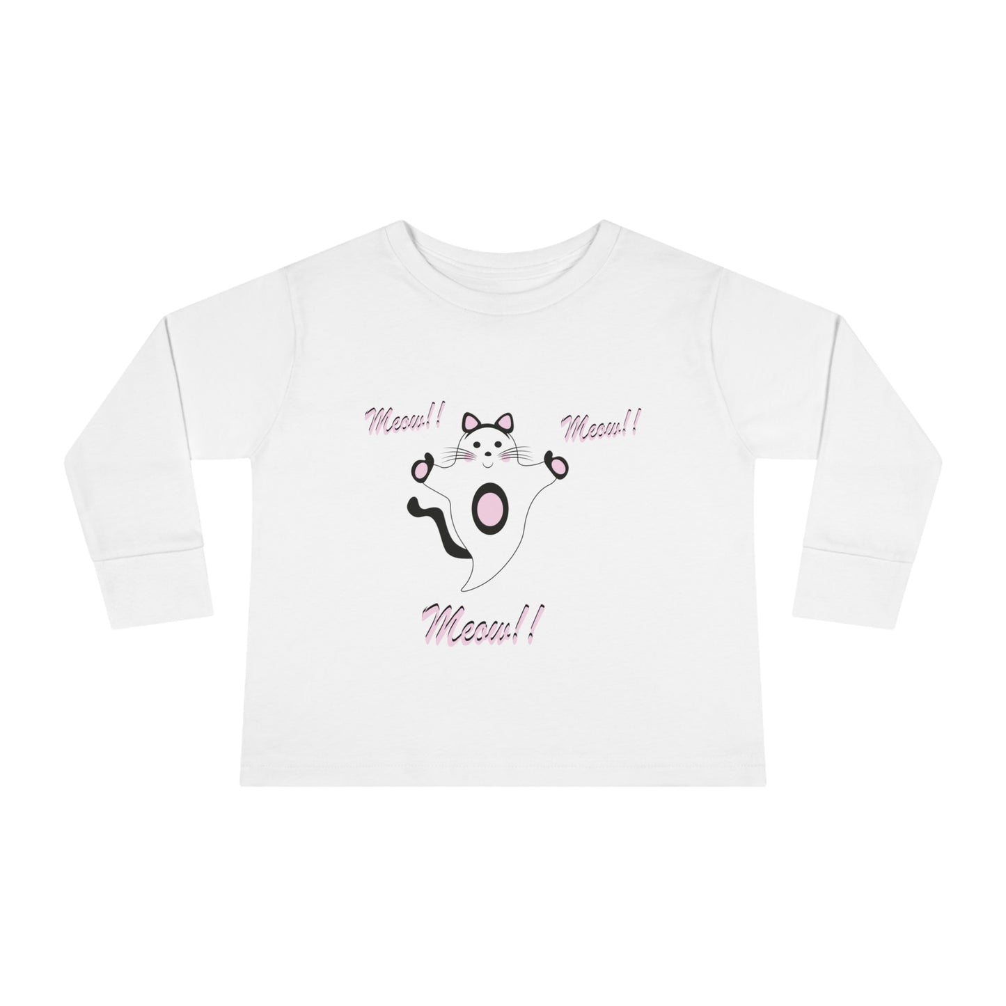 Meow!! Cat Ghost Toddler Long Sleeve Tee