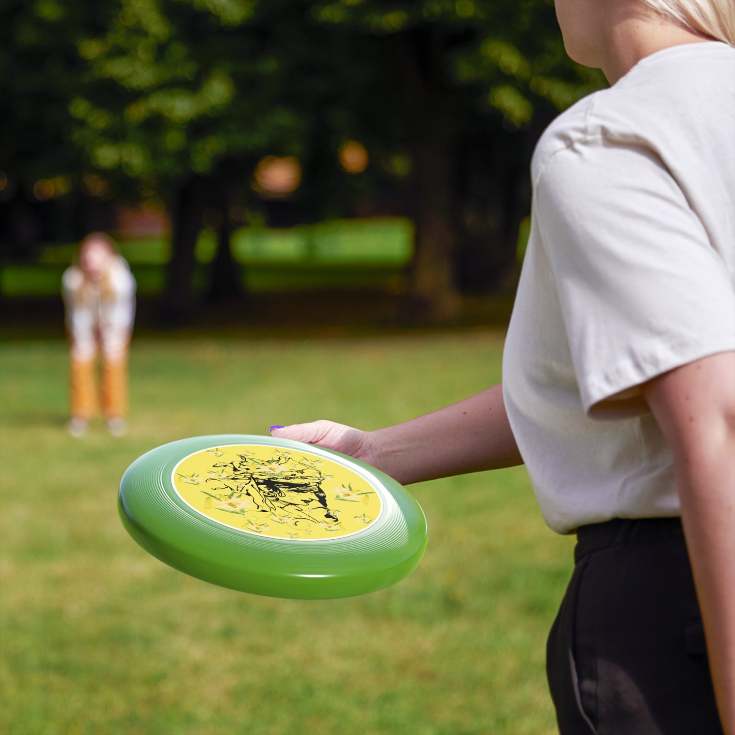 Daffodil Woman Art Wham-O Frisbee