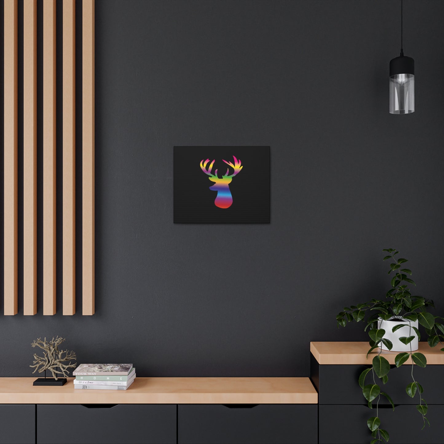 Rainbow Stag Head Canvas Gallery Wraps