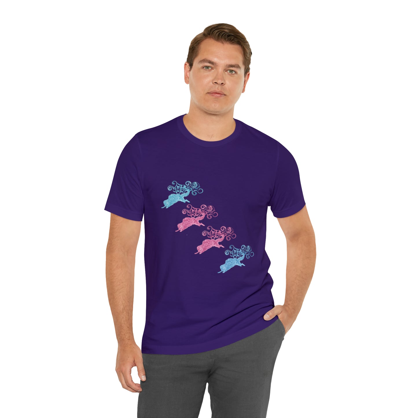 Pink & Blue Cat's Tail's Art Unisex Jersey Short Sleeve Tee