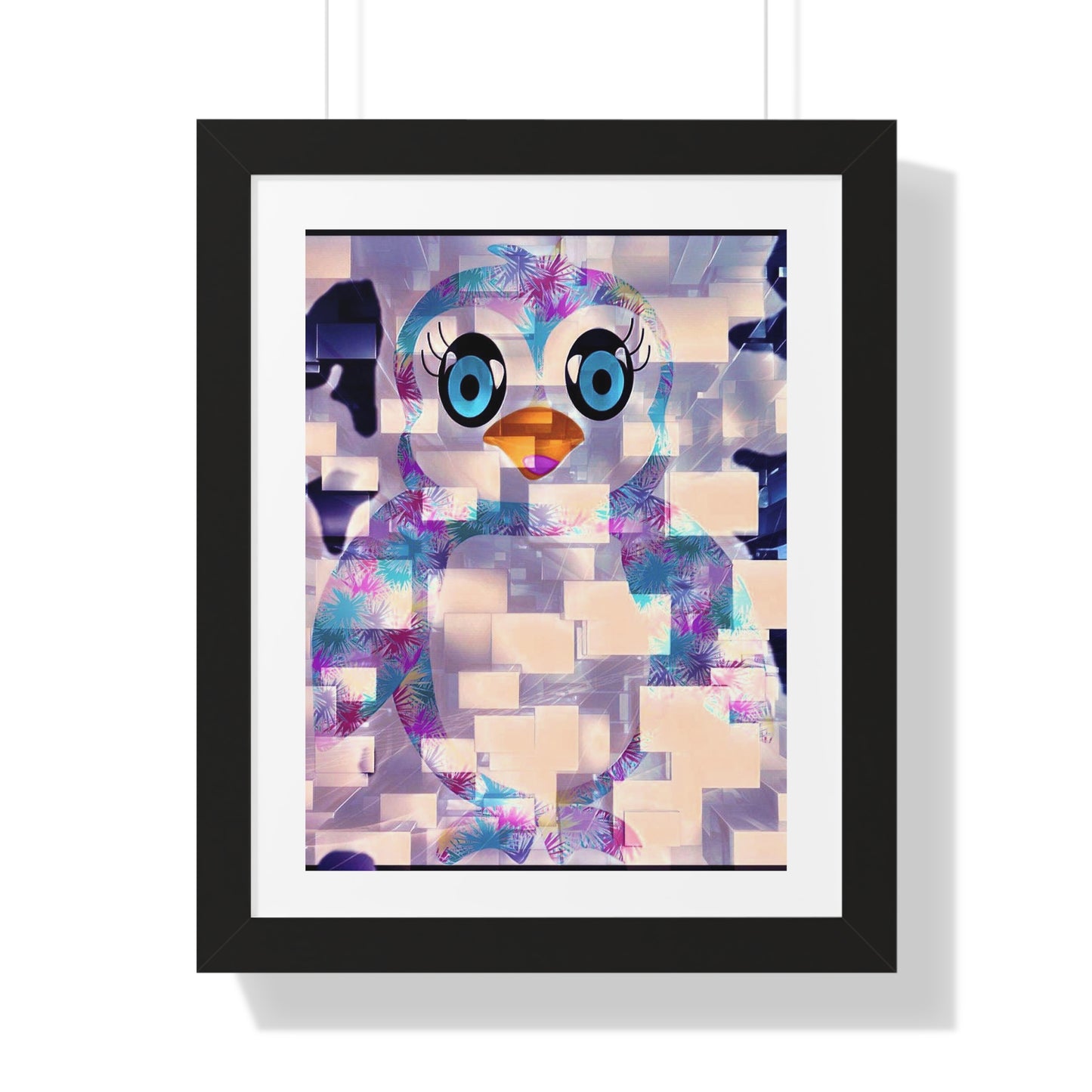 Penguinies Block Art Framed Vertical Poster