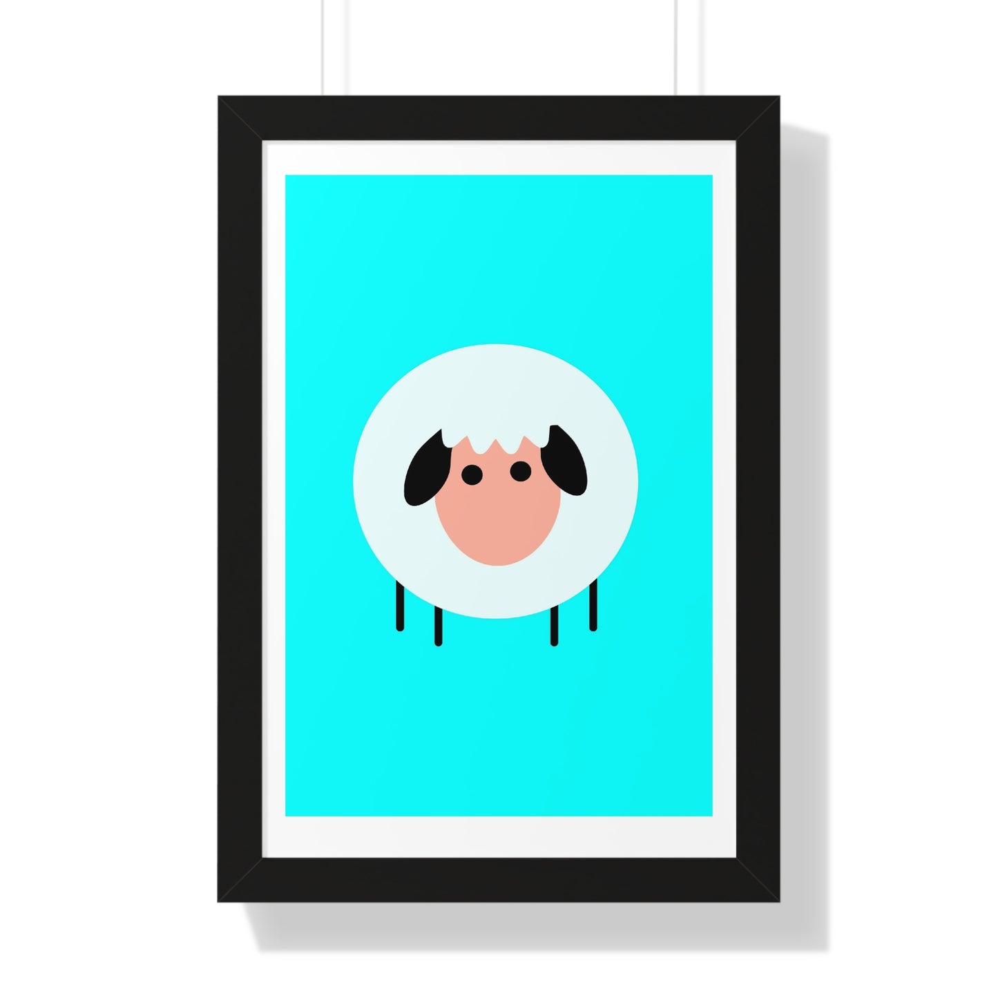 Sheep Blue Art Framed Vertical Poster