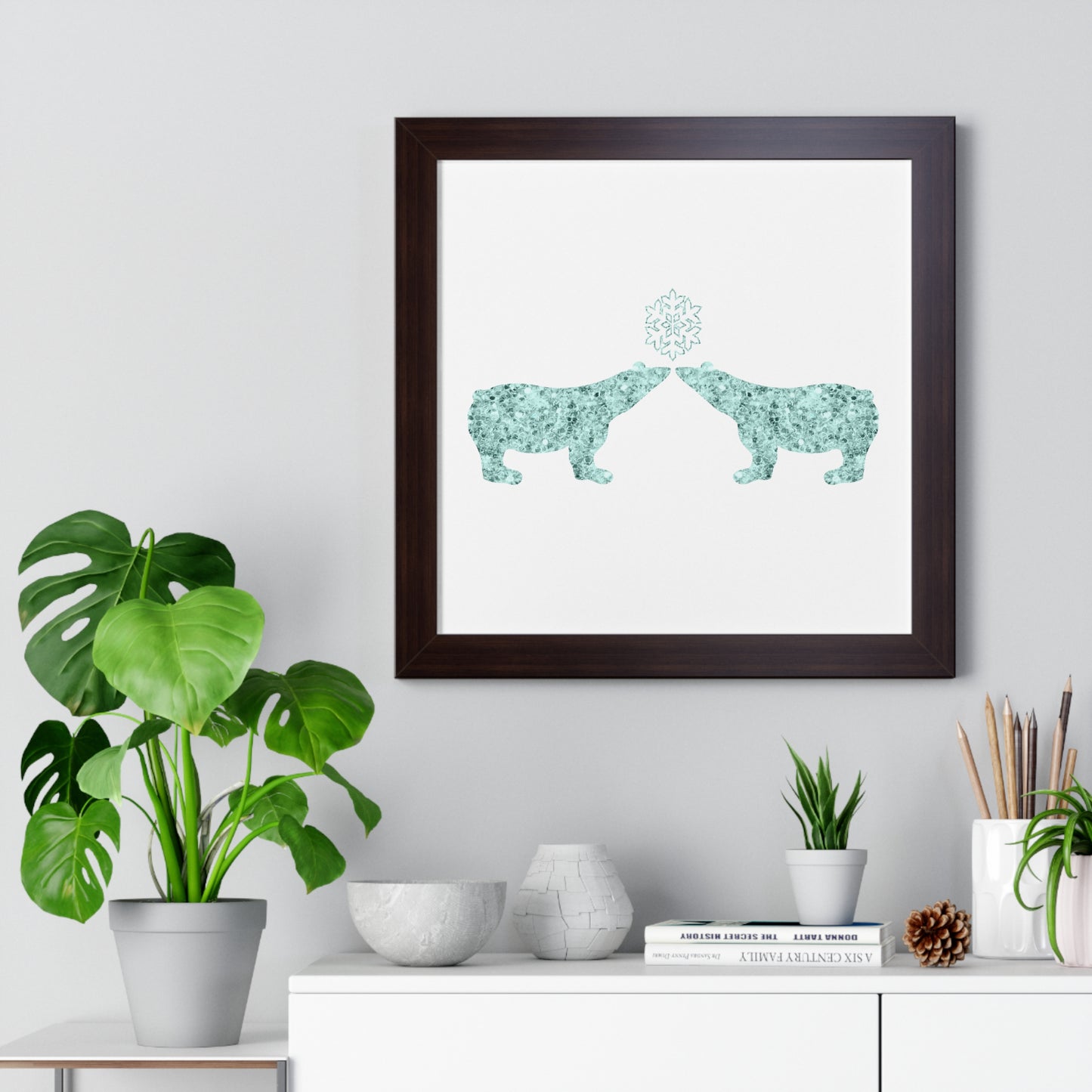 Two Polar Bear Blue Gem Art Framed Vertical Poster