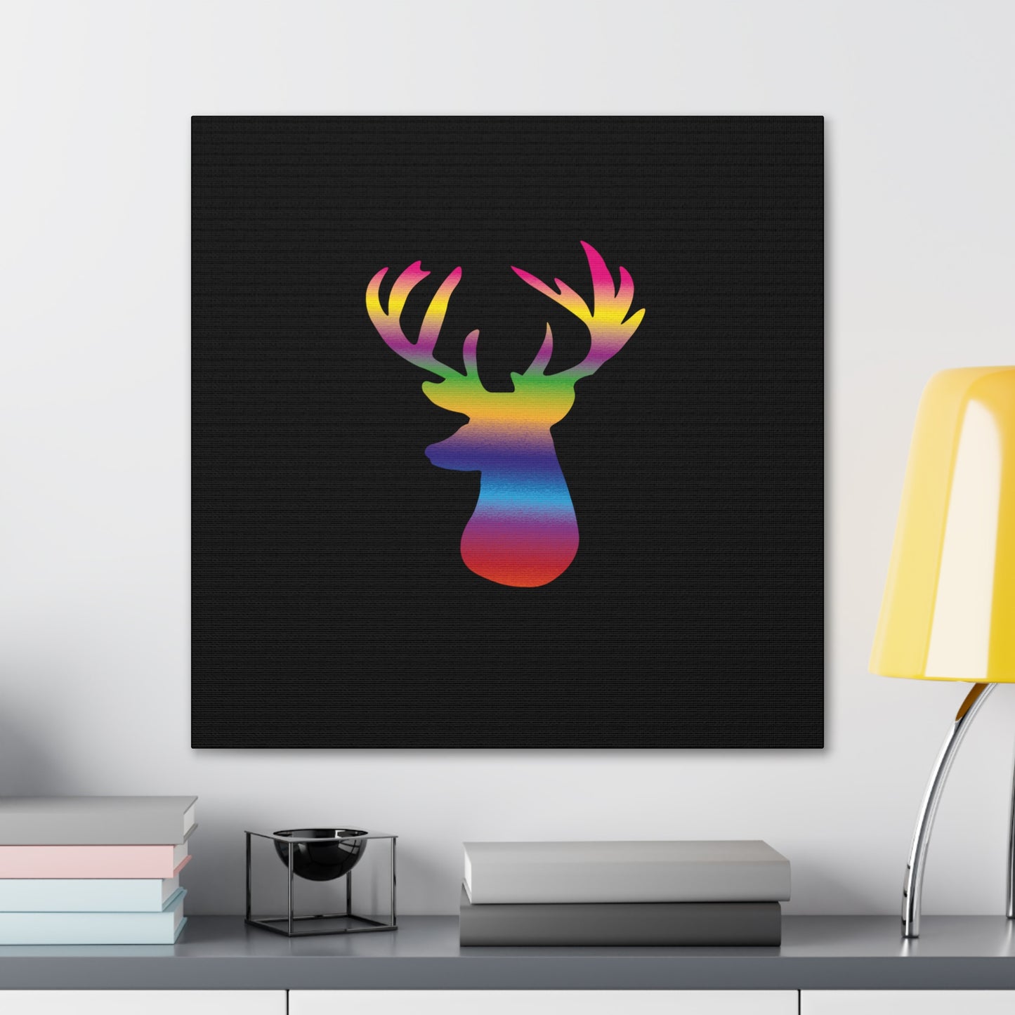 Rainbow Stag Head Canvas Gallery Wraps