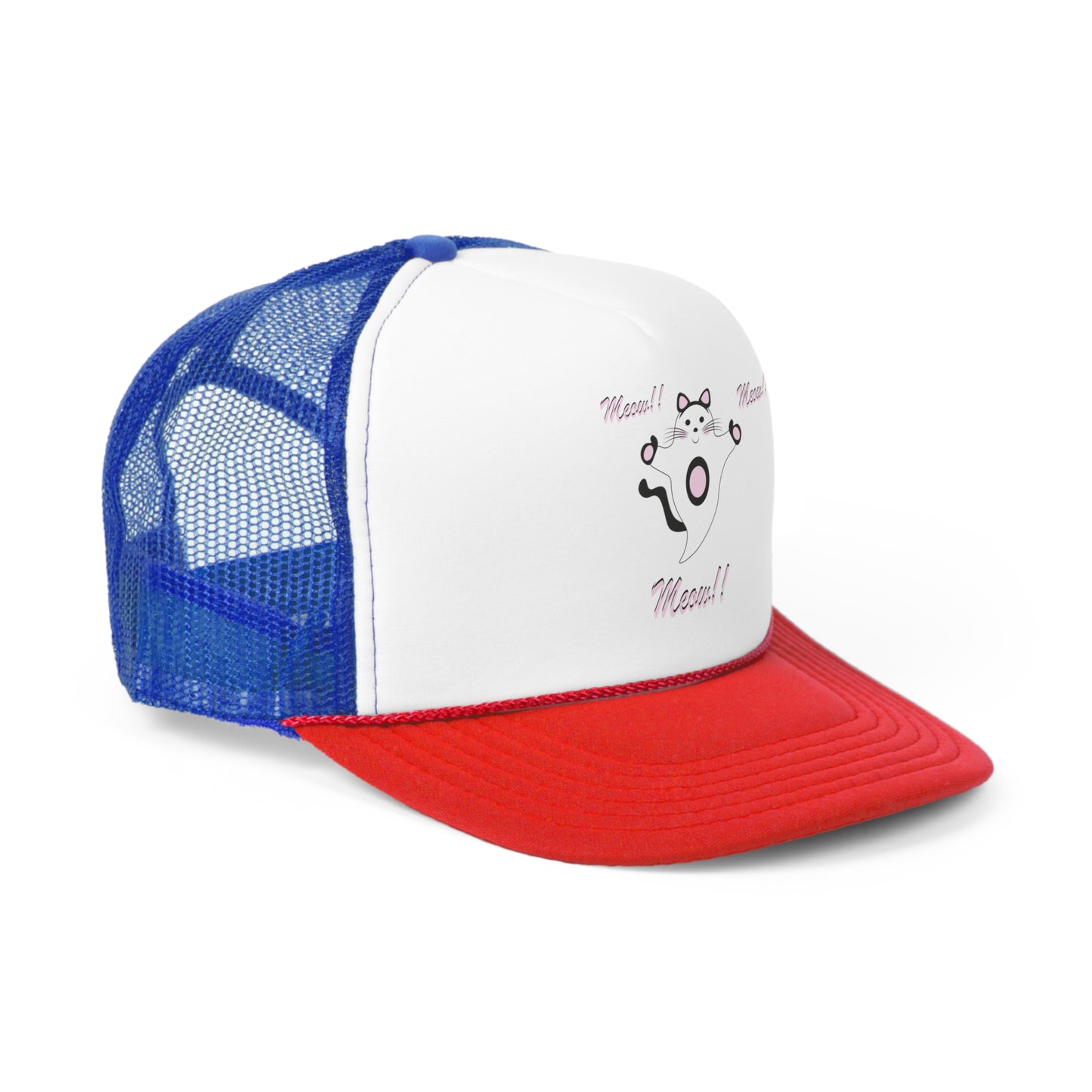 Meow Cat Ghost Halloween Trucker Caps