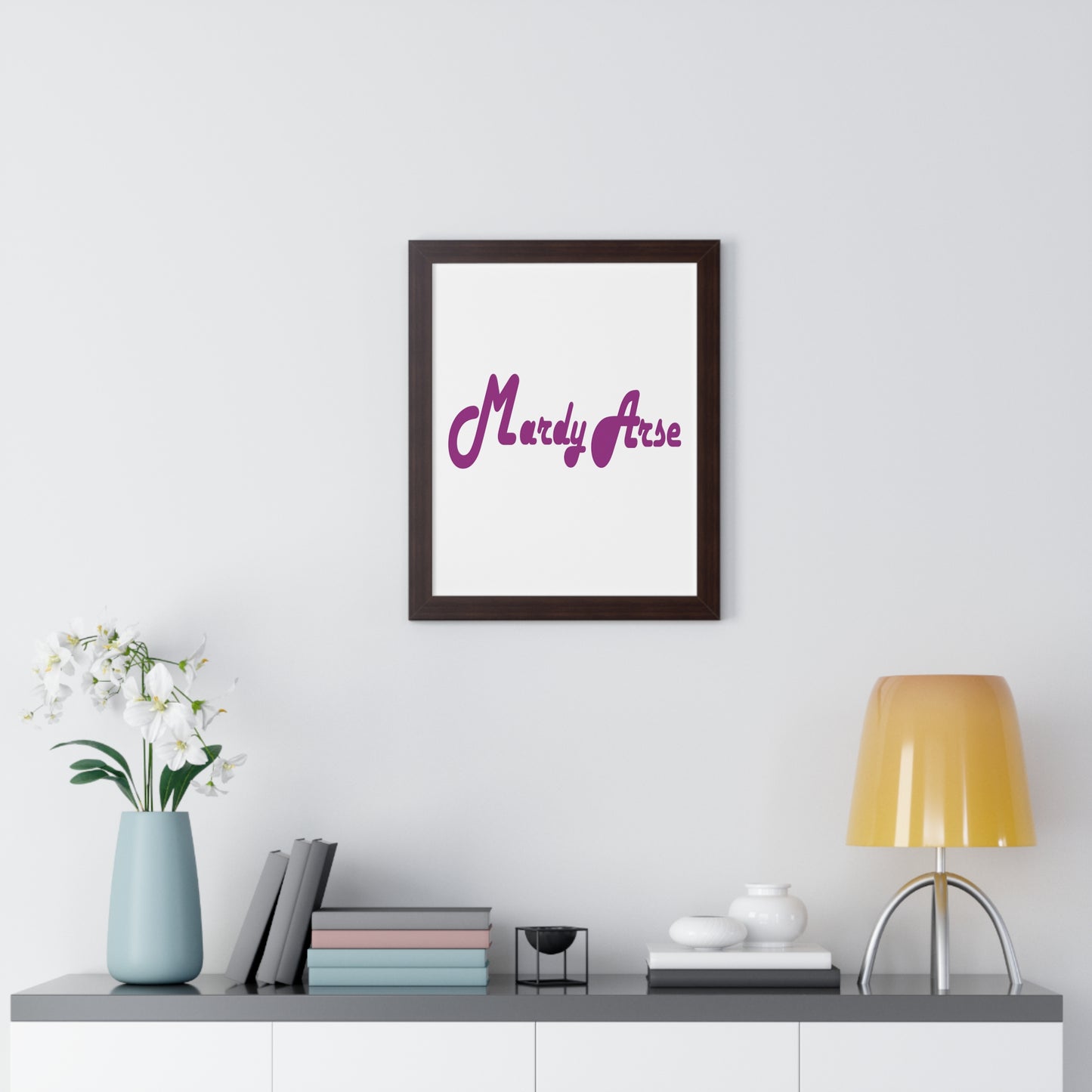 Mardy Arse, Sheffield Dialect Purple Typography Framed Vertical Poster