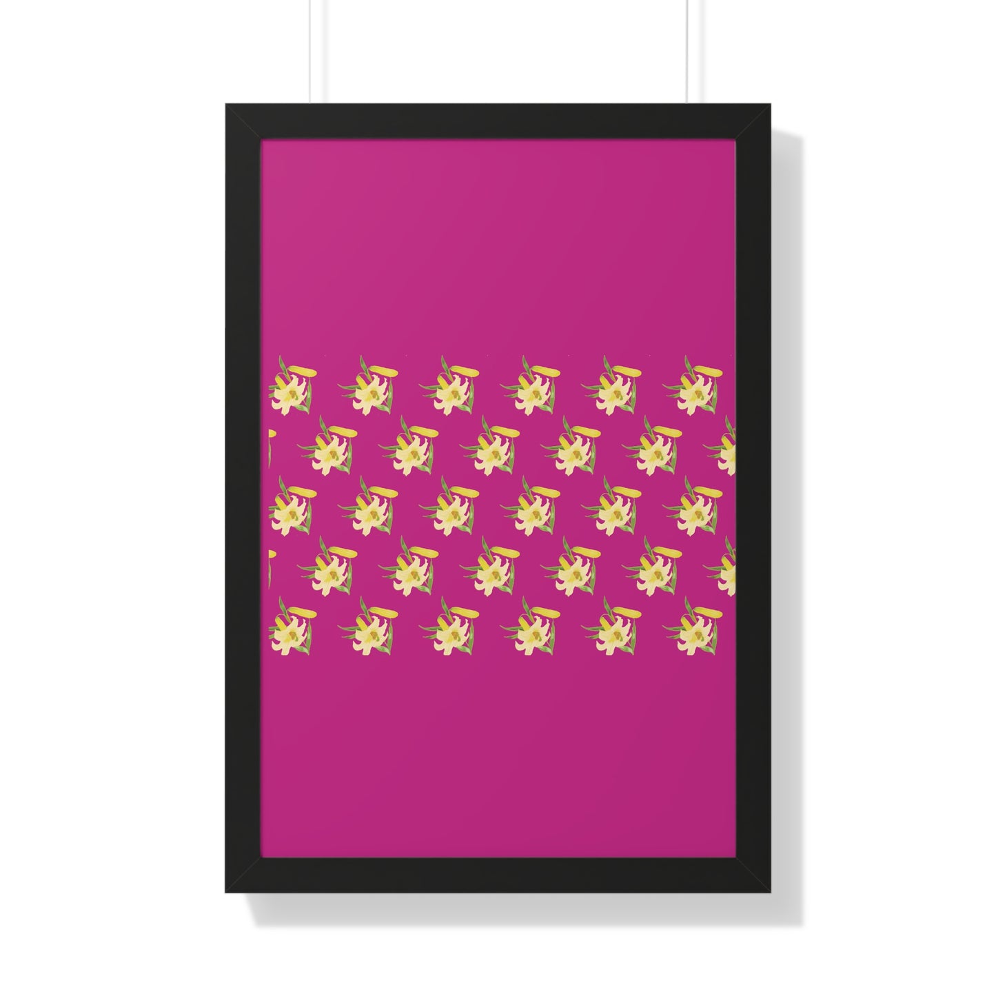 Daffodil Pattern Art Pink Framed Vertical Poster