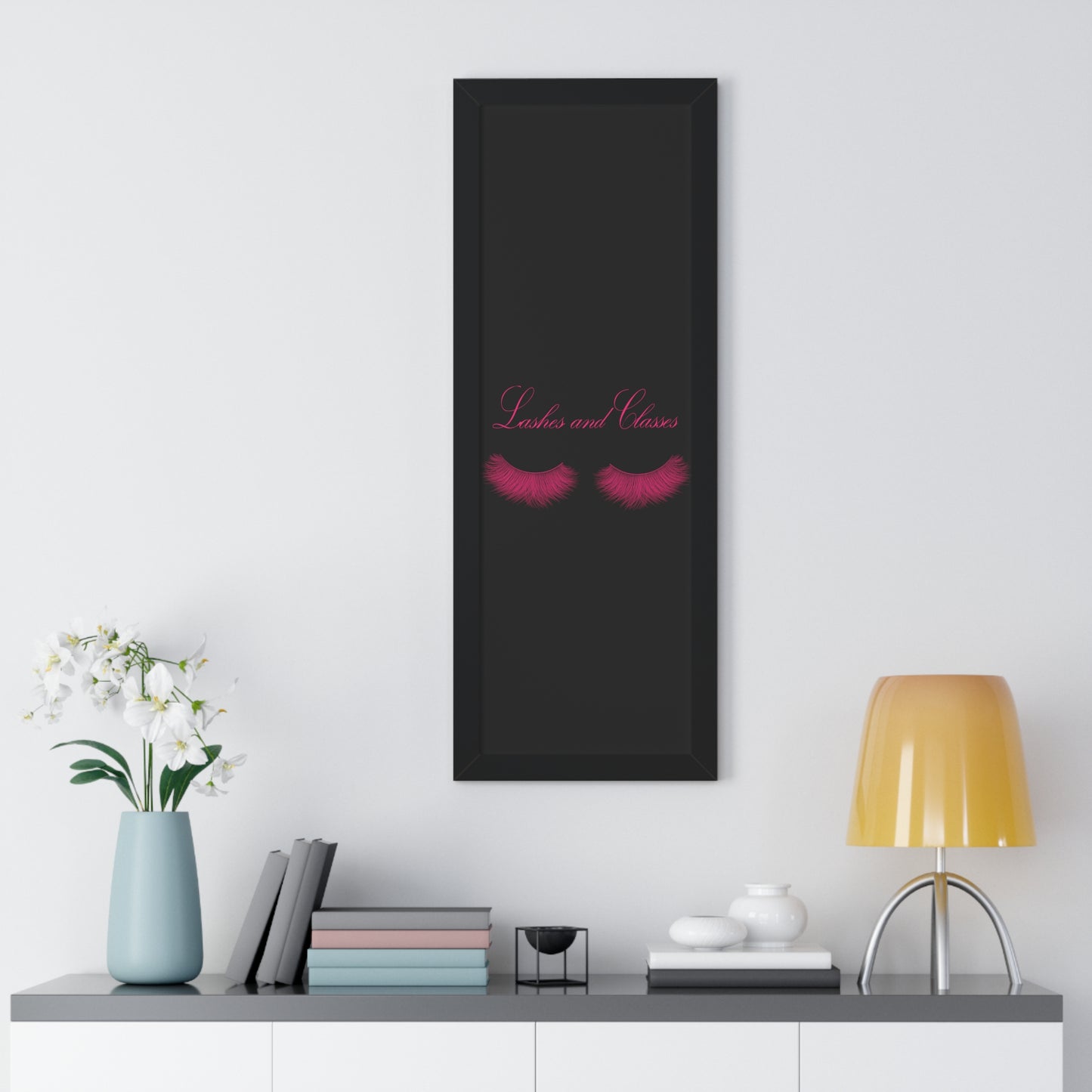 Lashes & Classes Pink and Black Framed Vertical Poster